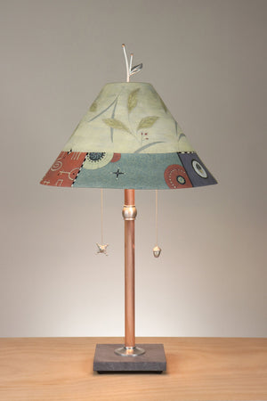 Copper Table Lamp with Large Conical Ceramic Shade in Shade in June Street Border