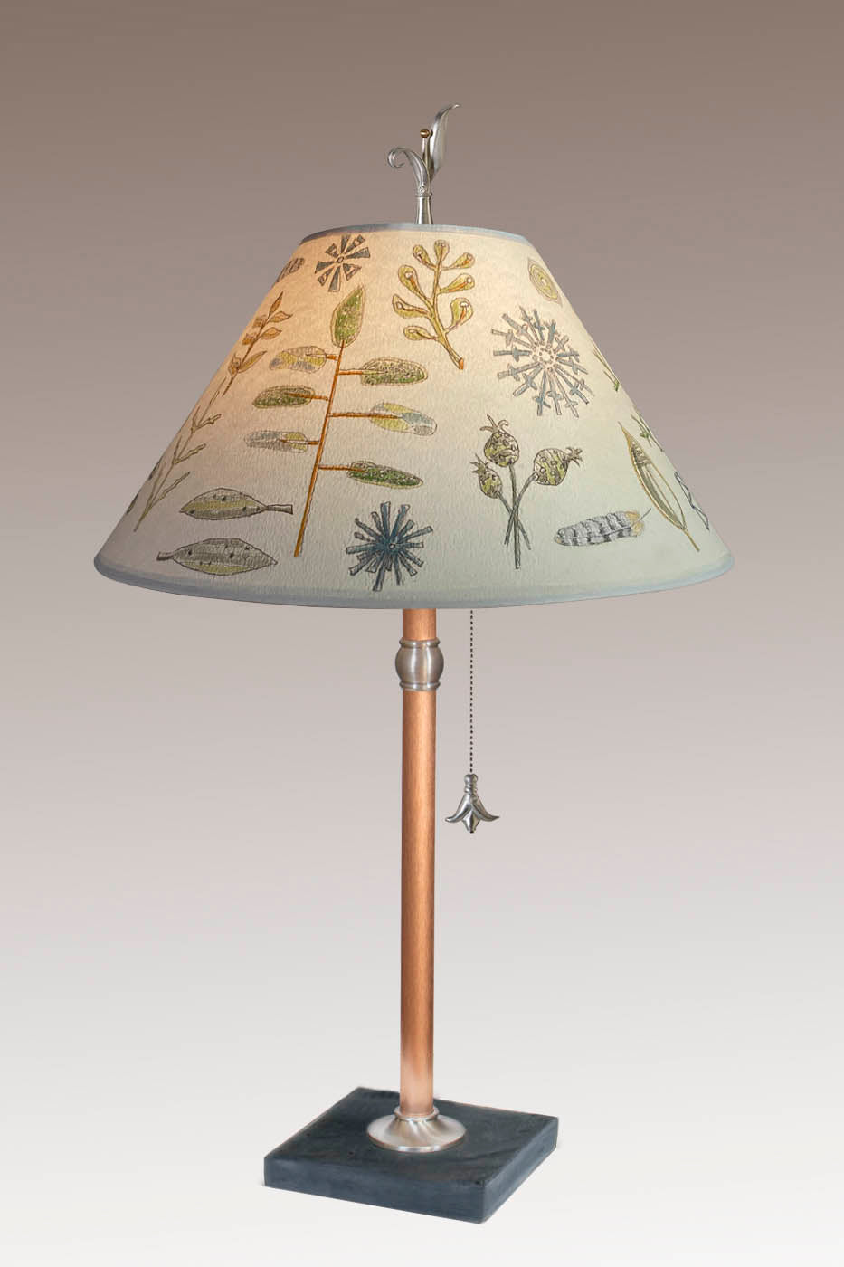 Janna Ugone &amp; Co Table Lamp Copper Table Lamp with Large Conical Shade in Field Chart