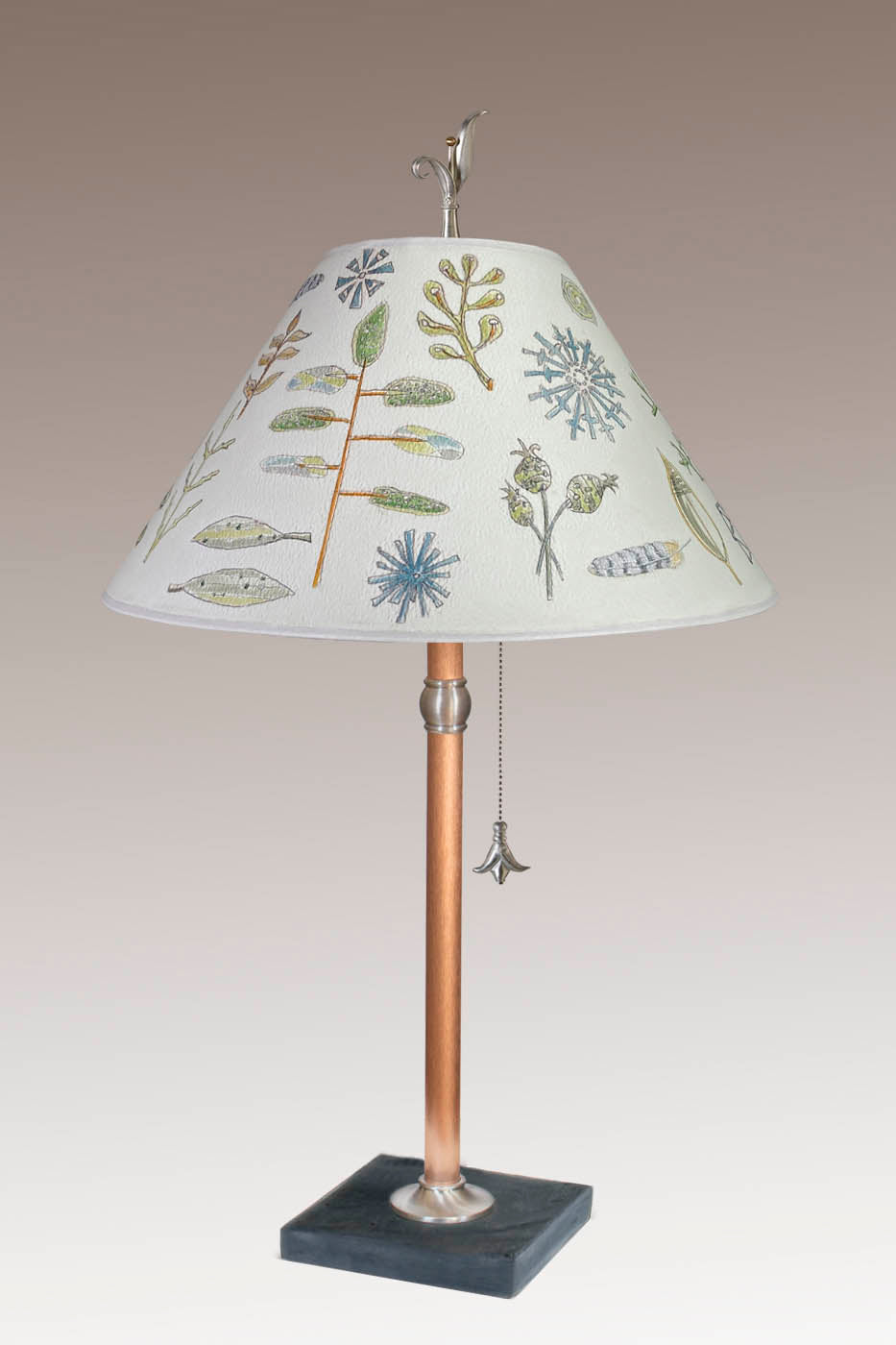 Janna Ugone &amp; Co Table Lamp Copper Table Lamp with Large Conical Shade in Field Chart