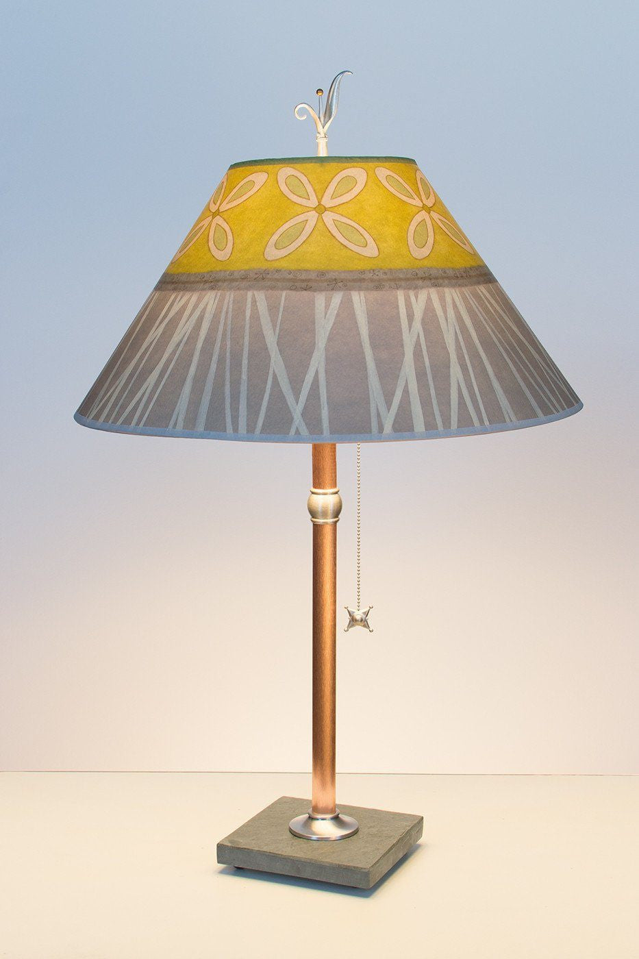 Janna Ugone & Co Table Lamps Copper Table Lamp with Large Conical Shade in Kiwi