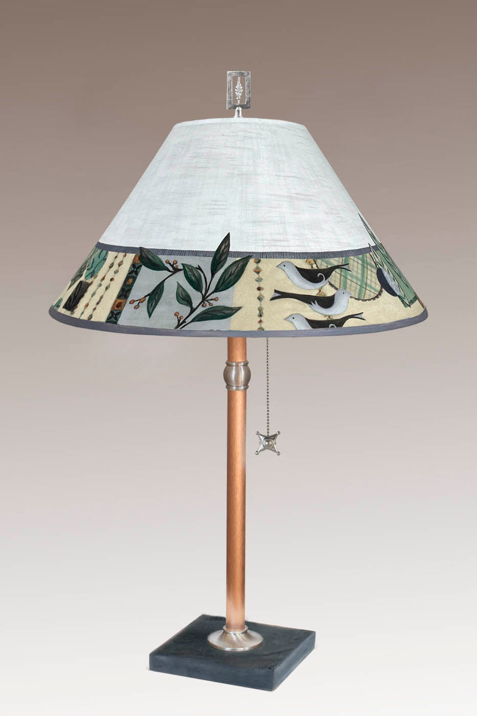 Janna Ugone & Co Table Lamp Copper Table Lamp with Large Conical Shade in New Capri Opal