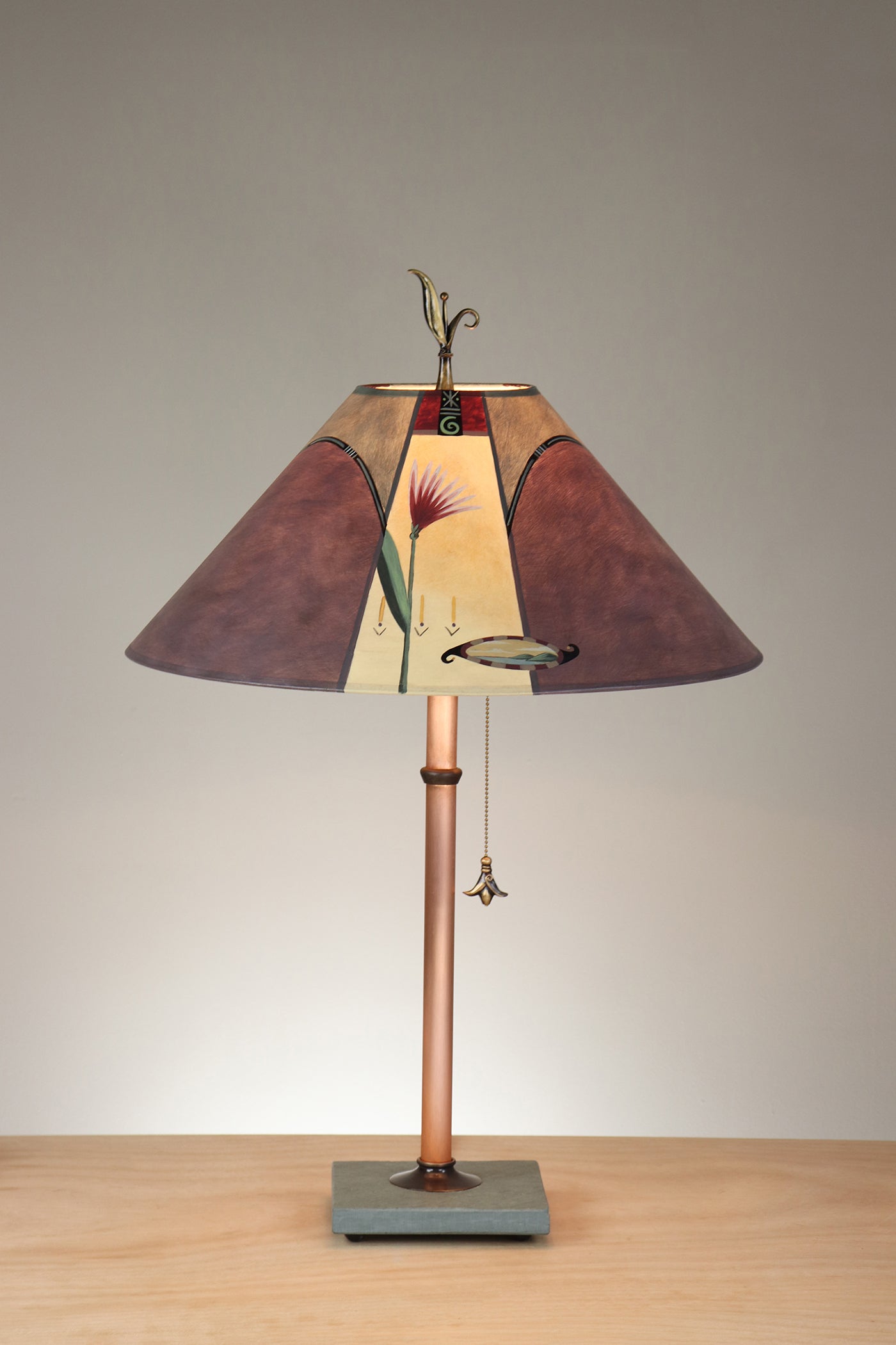 Janna Ugone & Co Table Lamp Copper Table Lamp with Large Conical Shade in Perennial in Dusty Grape