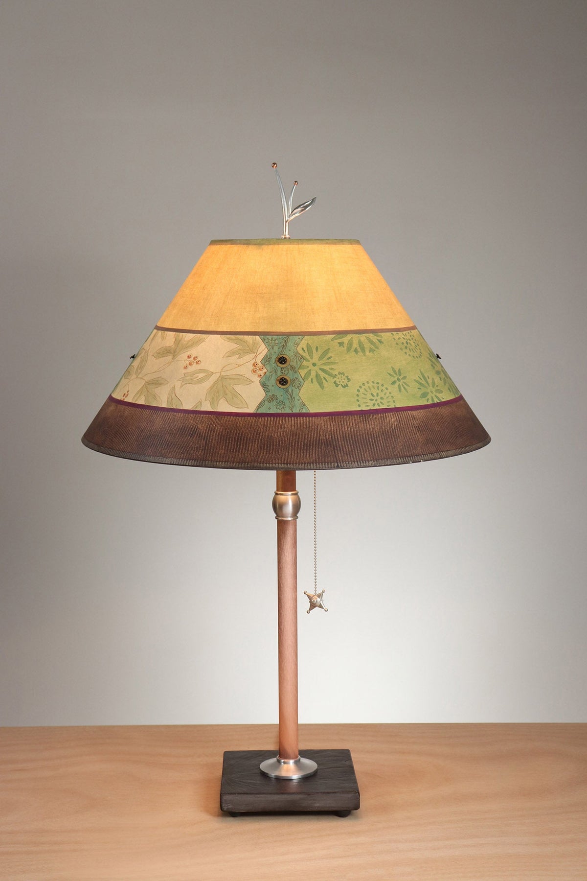 Janna Ugone &amp; Co Table Lamp Copper Table Lamp with Large Conical Shade in Rebecca in Wine