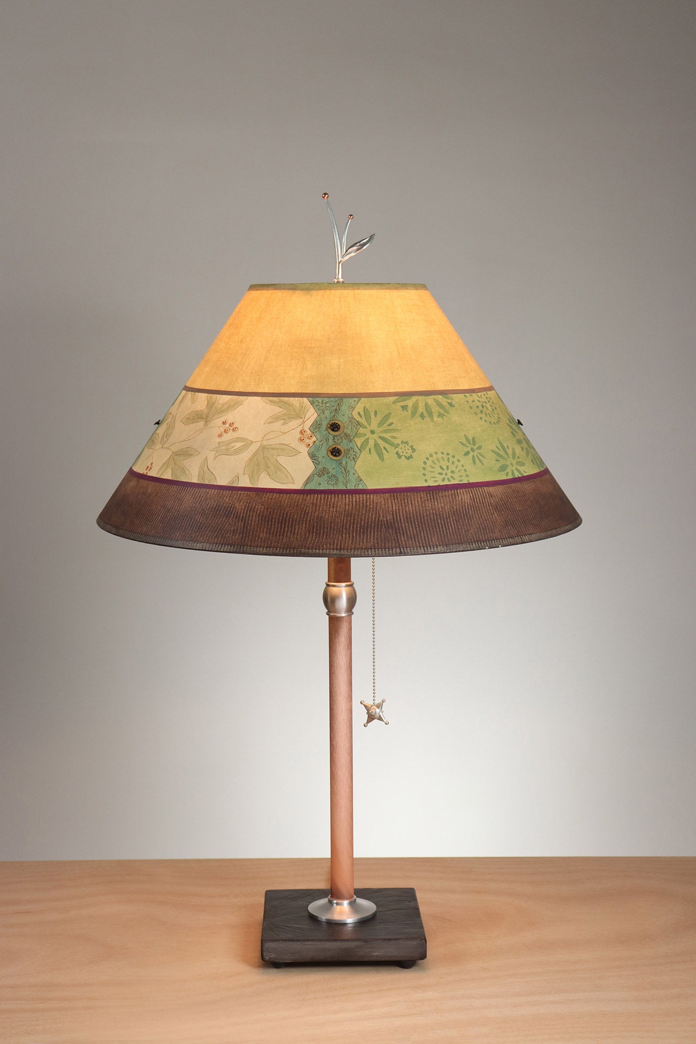 Janna Ugone & Co Table Lamp Copper Table Lamp with Large Conical Shade in Rebecca in Wine