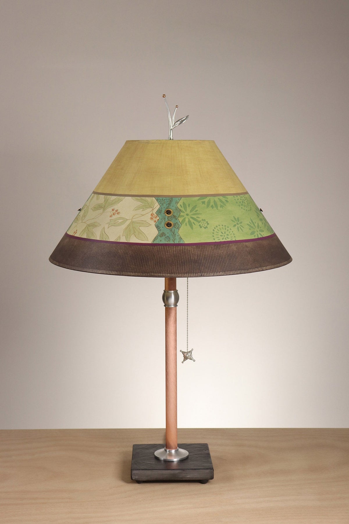 Janna Ugone &amp; Co Table Lamp Copper Table Lamp with Large Conical Shade in Rebecca in Wine