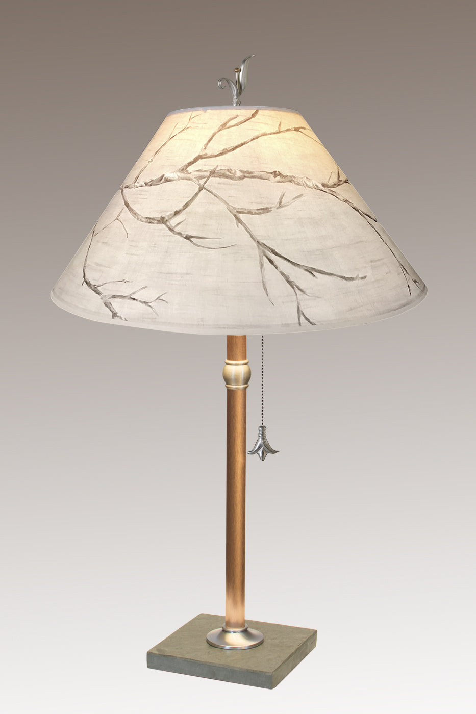 Janna Ugone & Co Table Lamps Copper Table Lamp with Large Conical Shade in Sweeping Branch