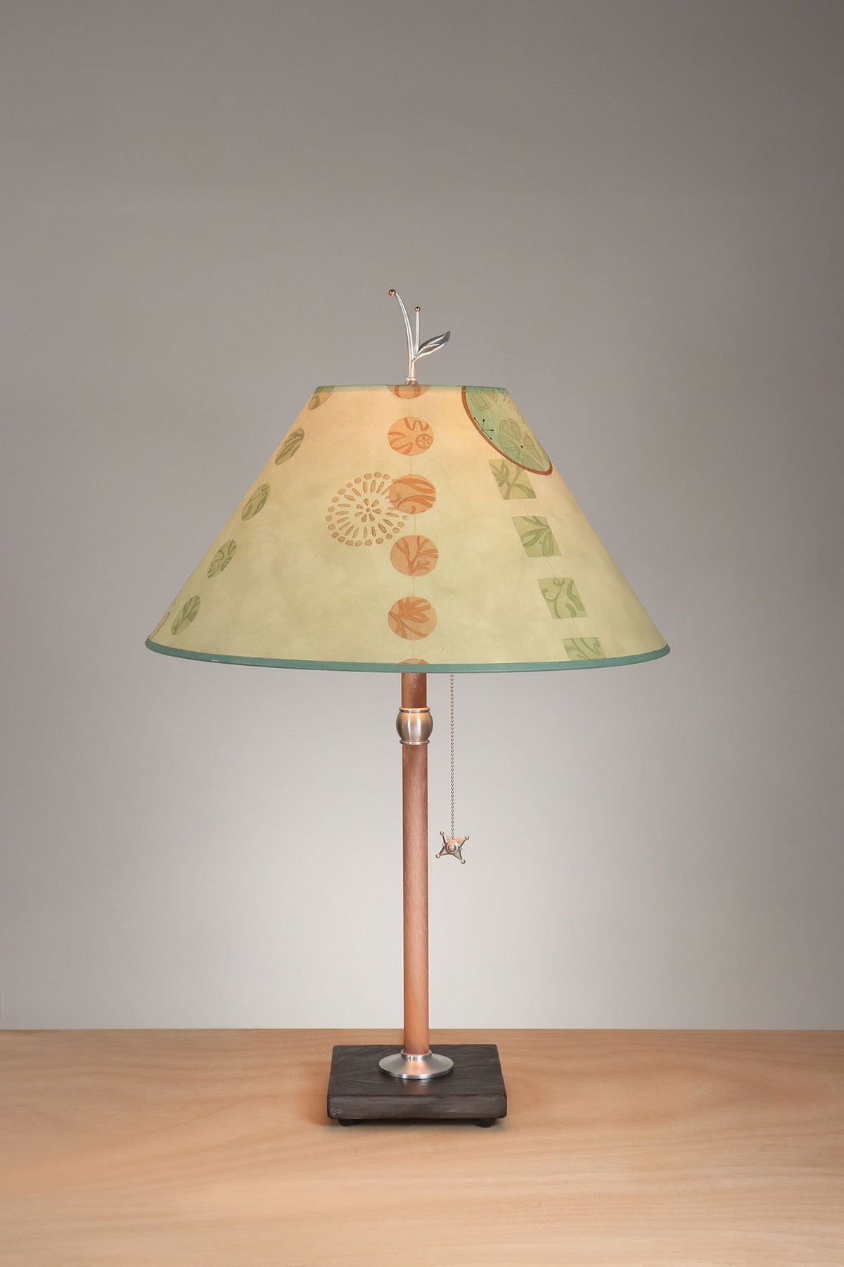 Janna Ugone &amp; Co Table Lamp Copper Table Lamp with Large Conical Shade in Sweet Bird