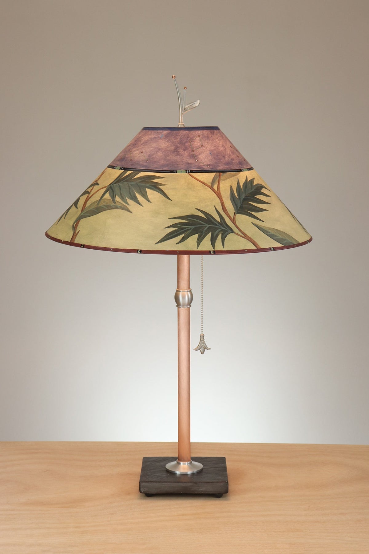 Janna Ugone &amp; Co Table Lamp Copper Table Lamp with Large Conical Shade in Vintage Constellation