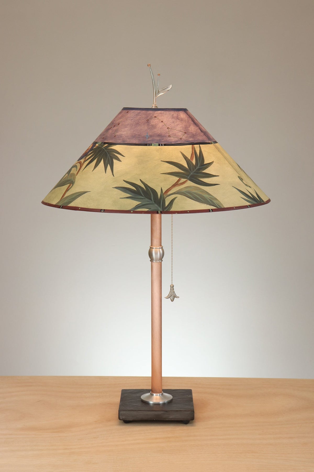 Janna Ugone &amp; Co Table Lamp Copper Table Lamp with Large Conical Shade in Vintage Constellation