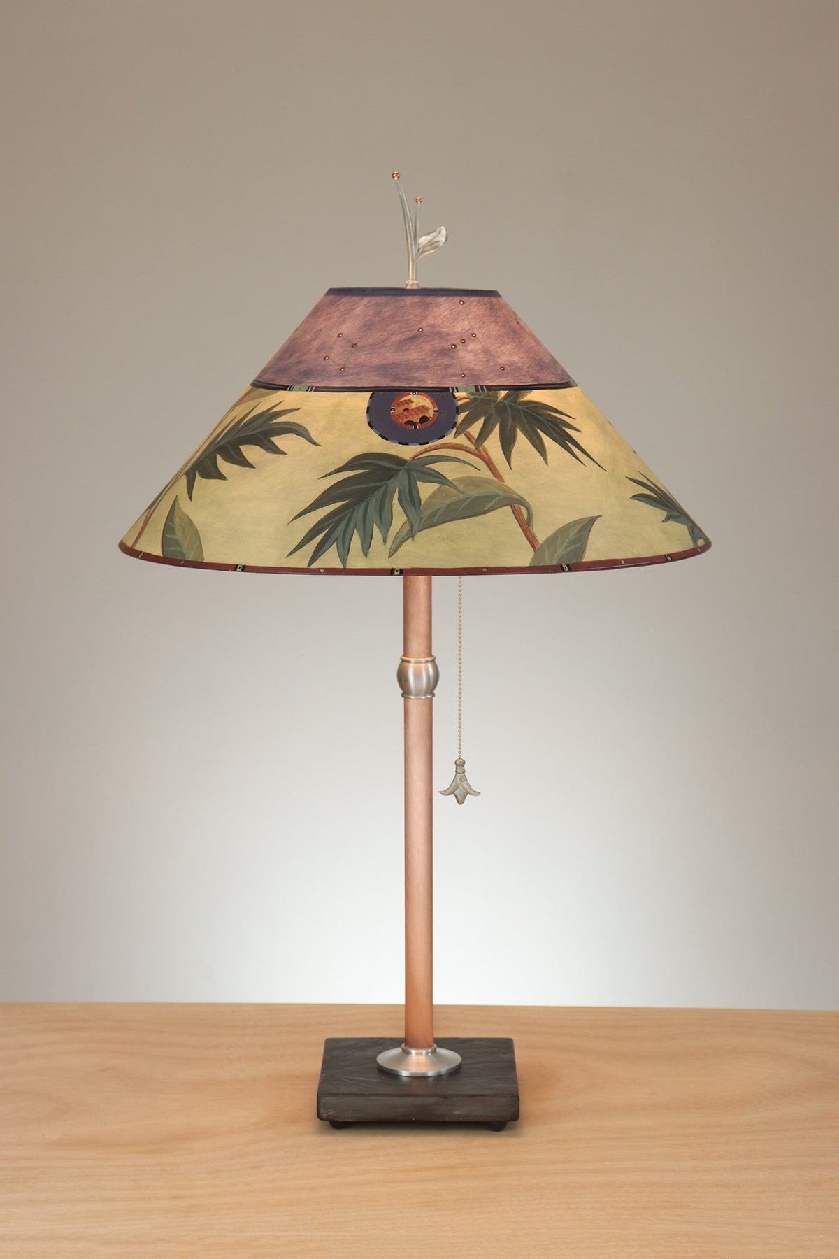 Janna Ugone &amp; Co Table Lamp Copper Table Lamp with Large Conical Shade in Vintage Constellation