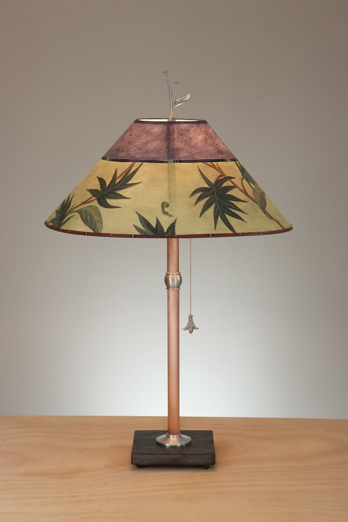 Janna Ugone &amp; Co Table Lamp Copper Table Lamp with Large Conical Shade in Vintage Constellation