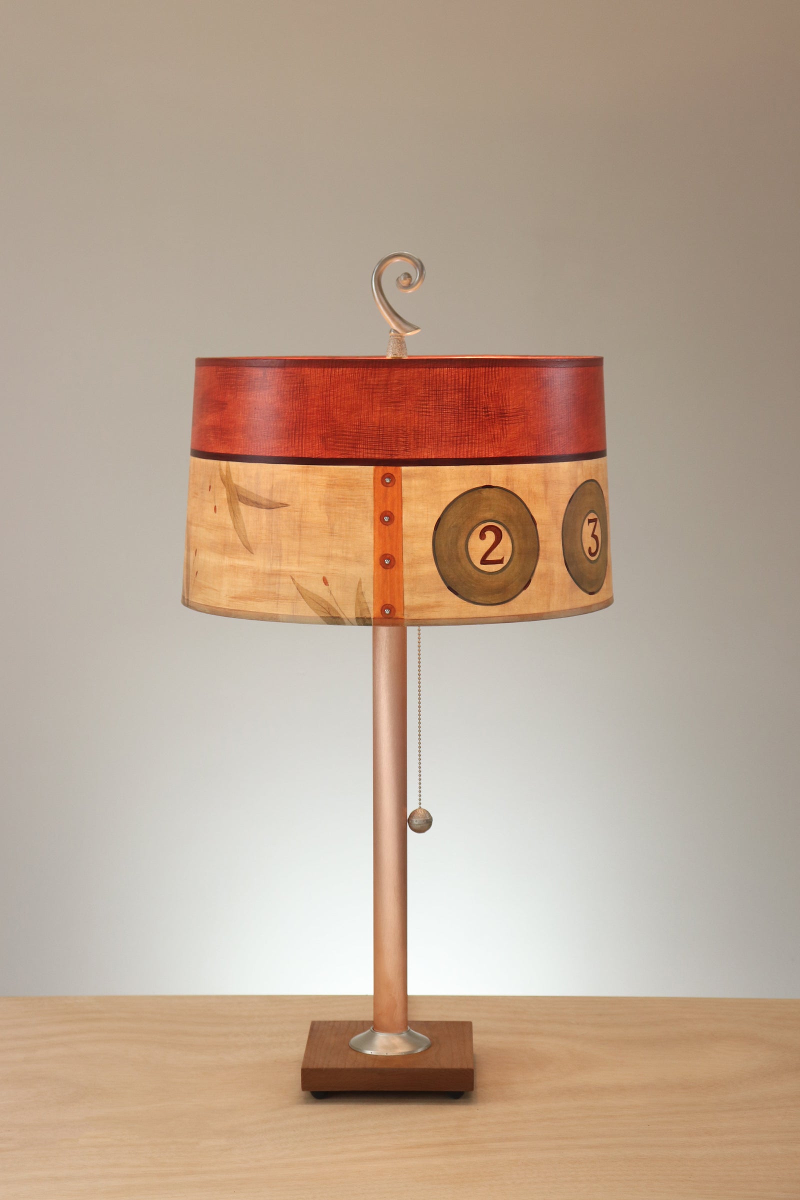 Janna Ugone & Co Copper Table Lamp with Large Drum Shade in Cambridge in Flax