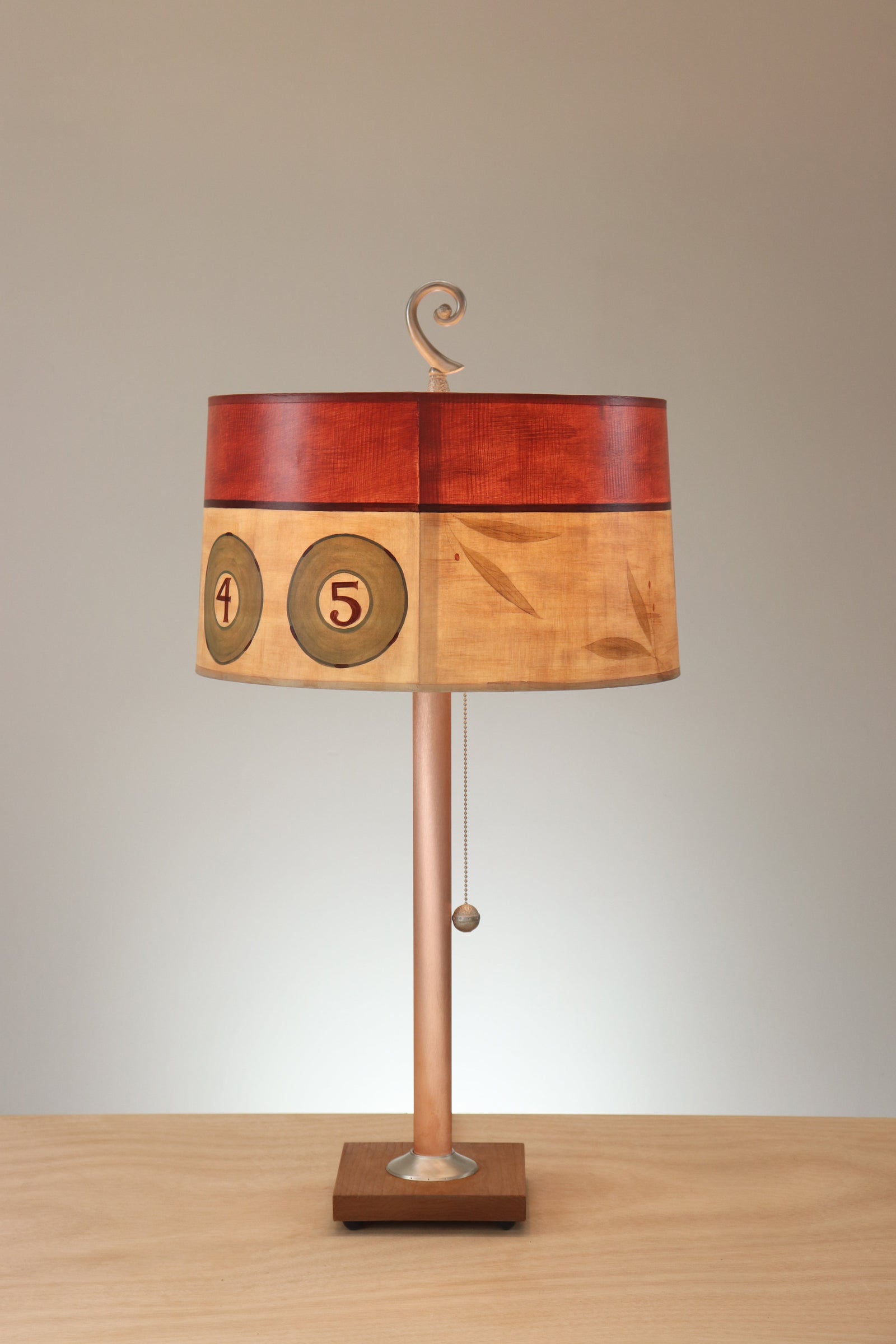 Janna Ugone & Co Copper Table Lamp with Large Drum Shade in Cambridge in Flax