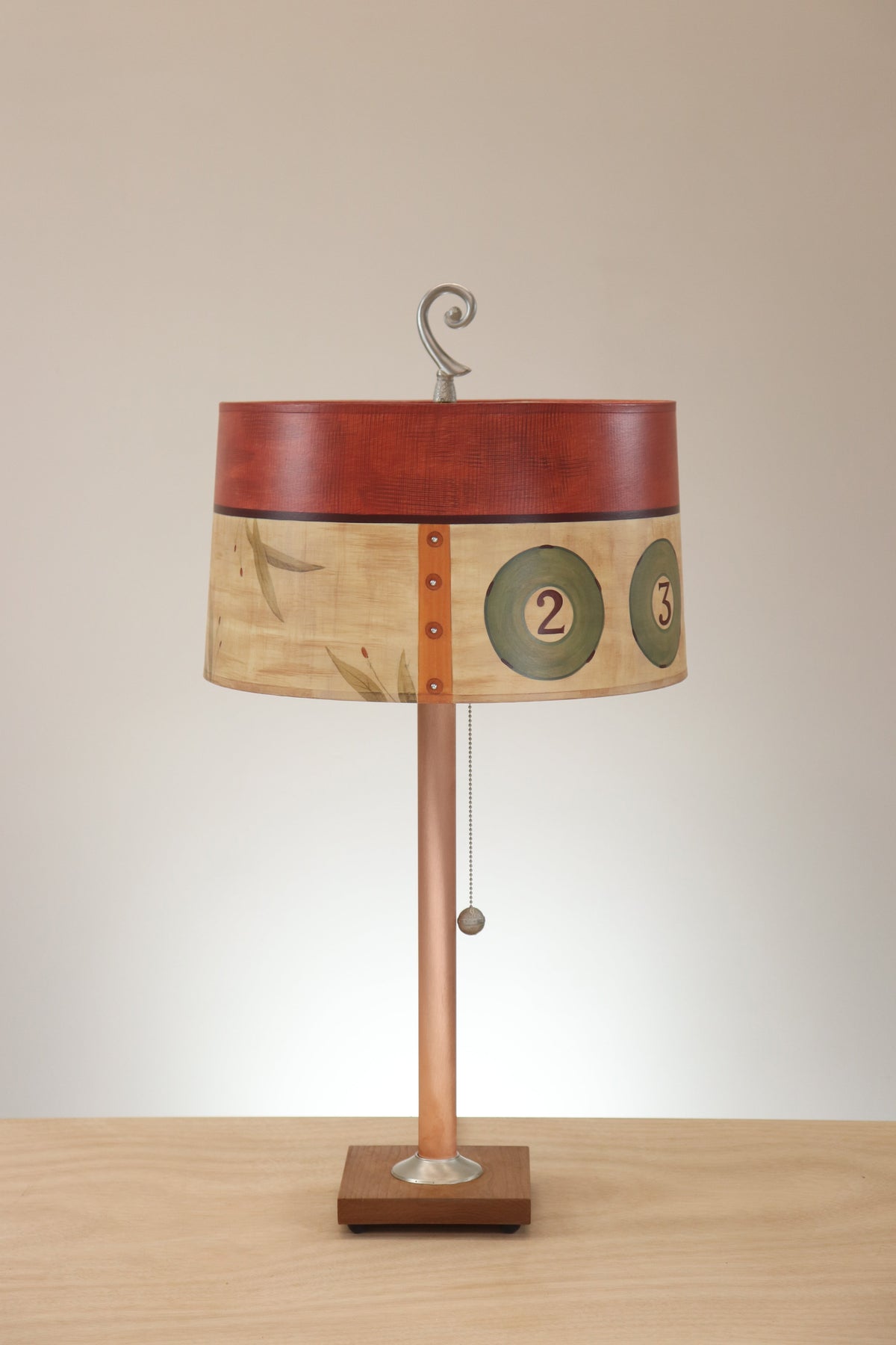 Janna Ugone &amp; Co Copper Table Lamp with Large Drum Shade in Cambridge in Flax