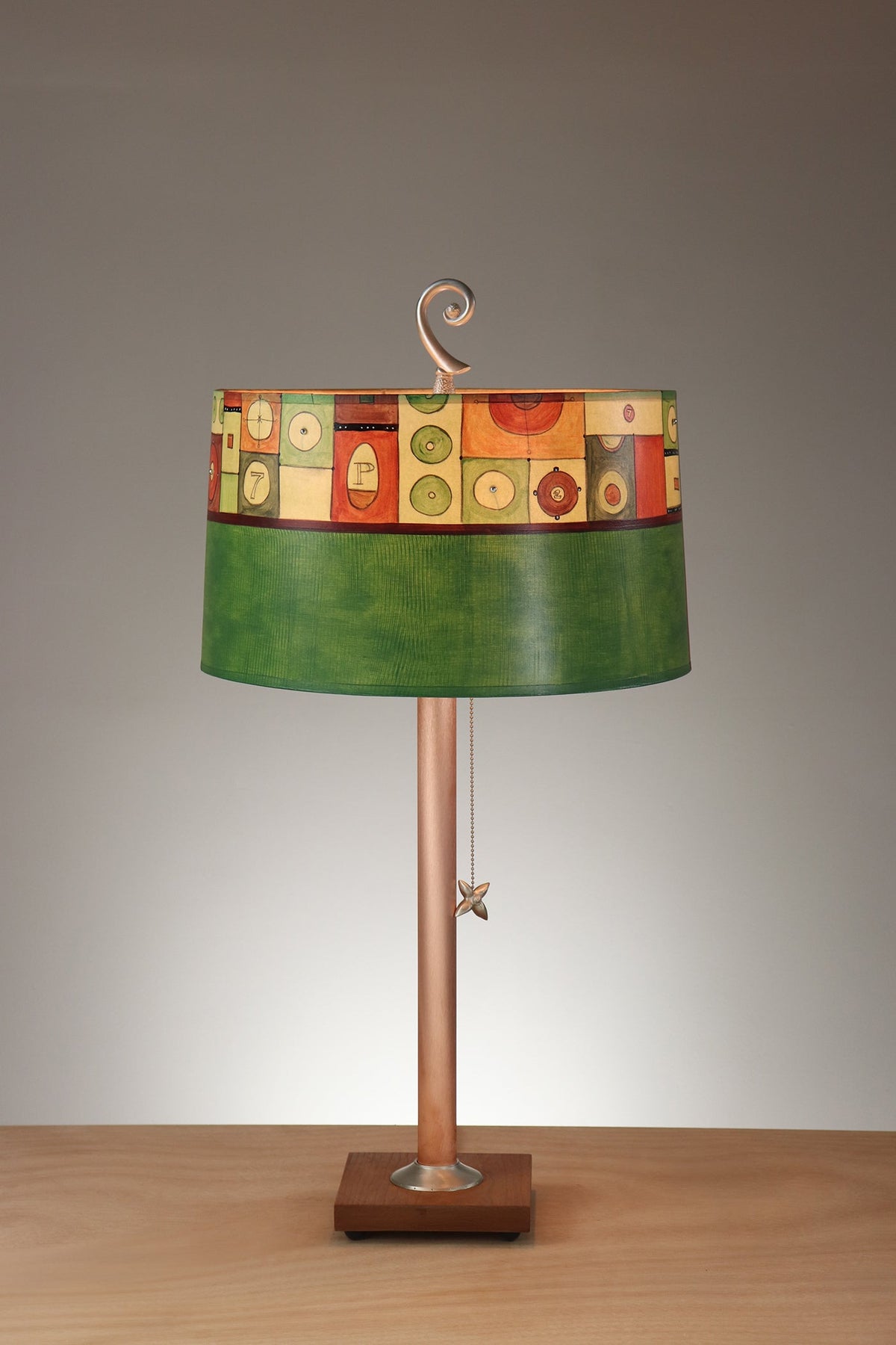 Janna Ugone &amp; Co Copper Table Lamp with Large Drum Shade in Lucky Seven in Elm St.