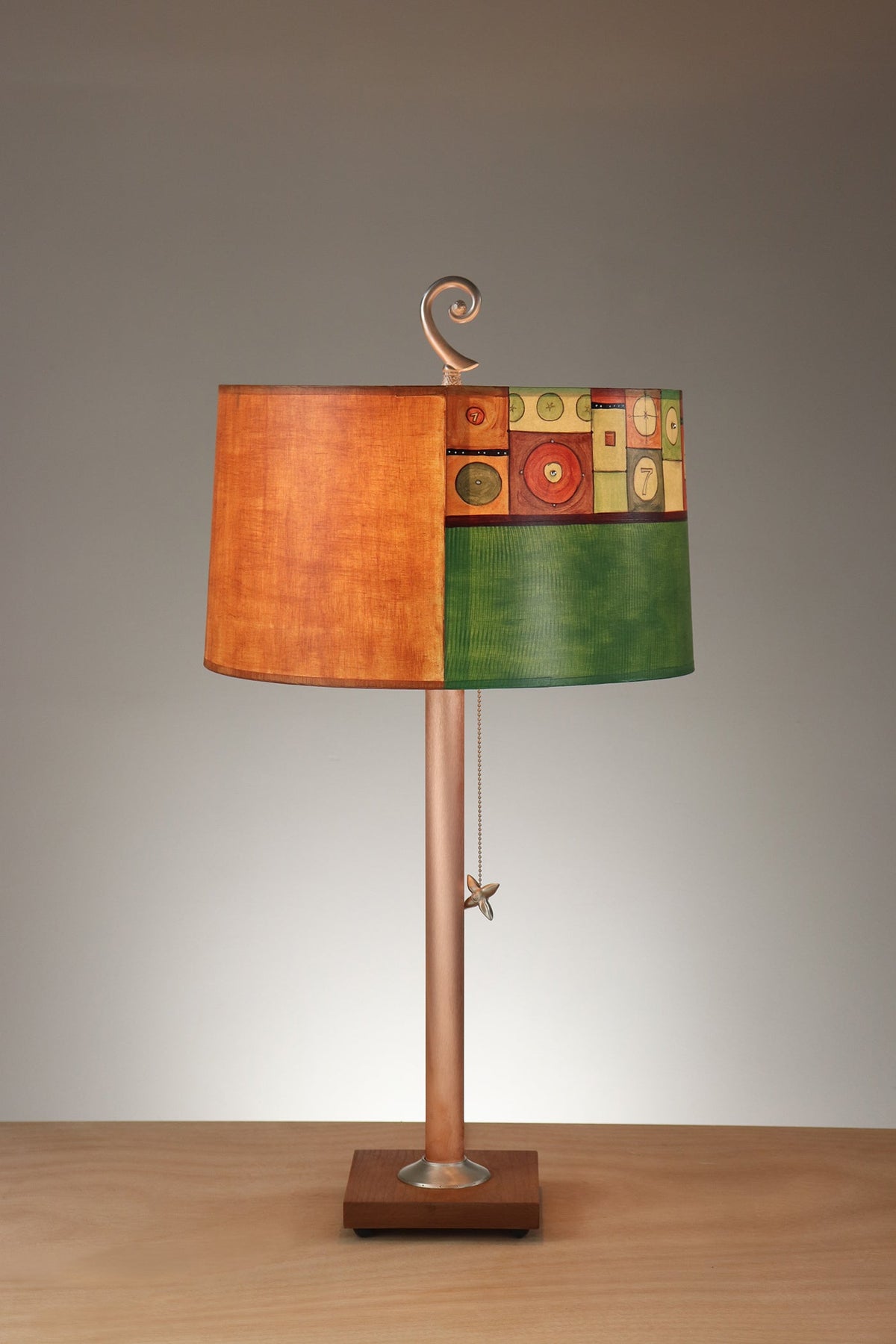 Janna Ugone &amp; Co Copper Table Lamp with Large Drum Shade in Lucky Seven in Elm St.