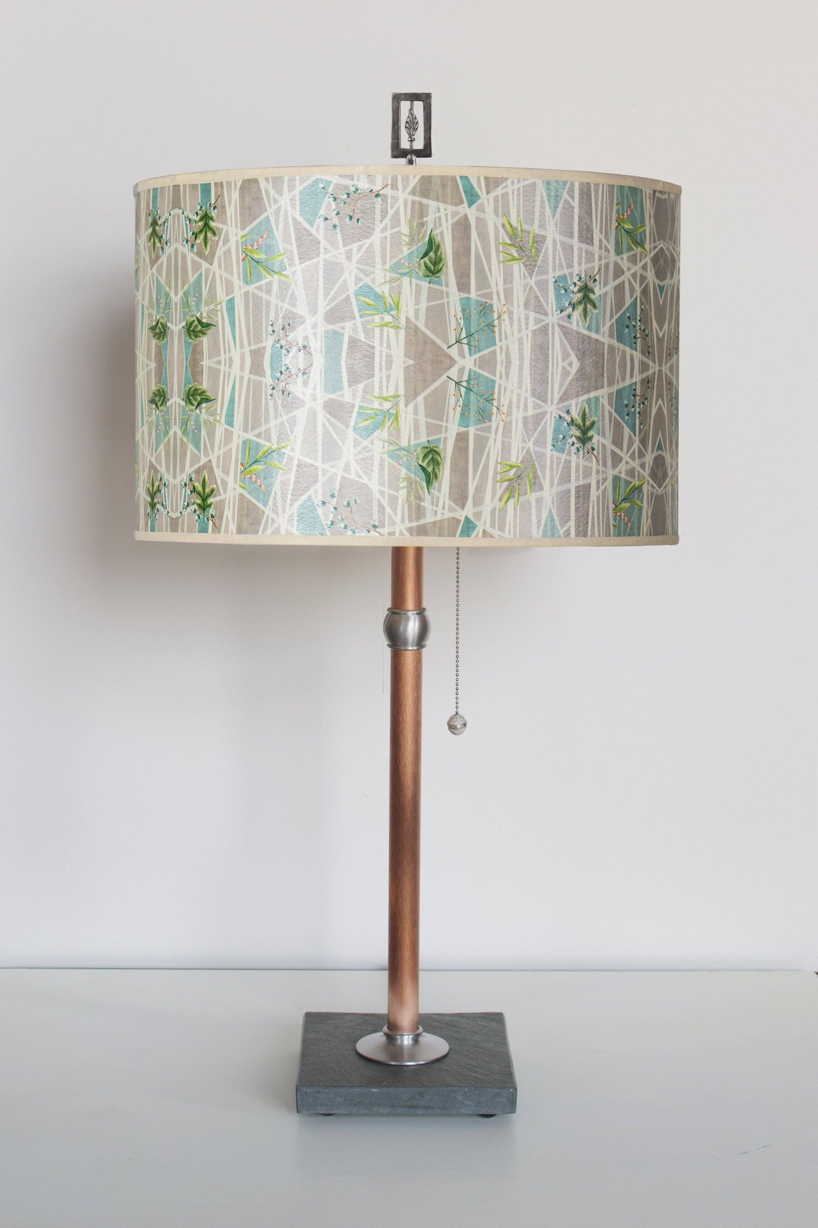 Janna Ugone & Co Table Lamps Copper Table Lamp with Large Drum Shade in Prism