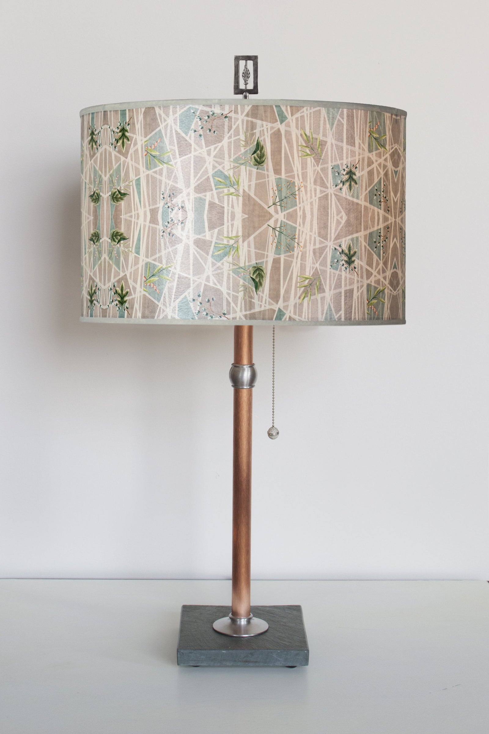 Janna Ugone & Co Table Lamps Copper Table Lamp with Large Drum Shade in Prism