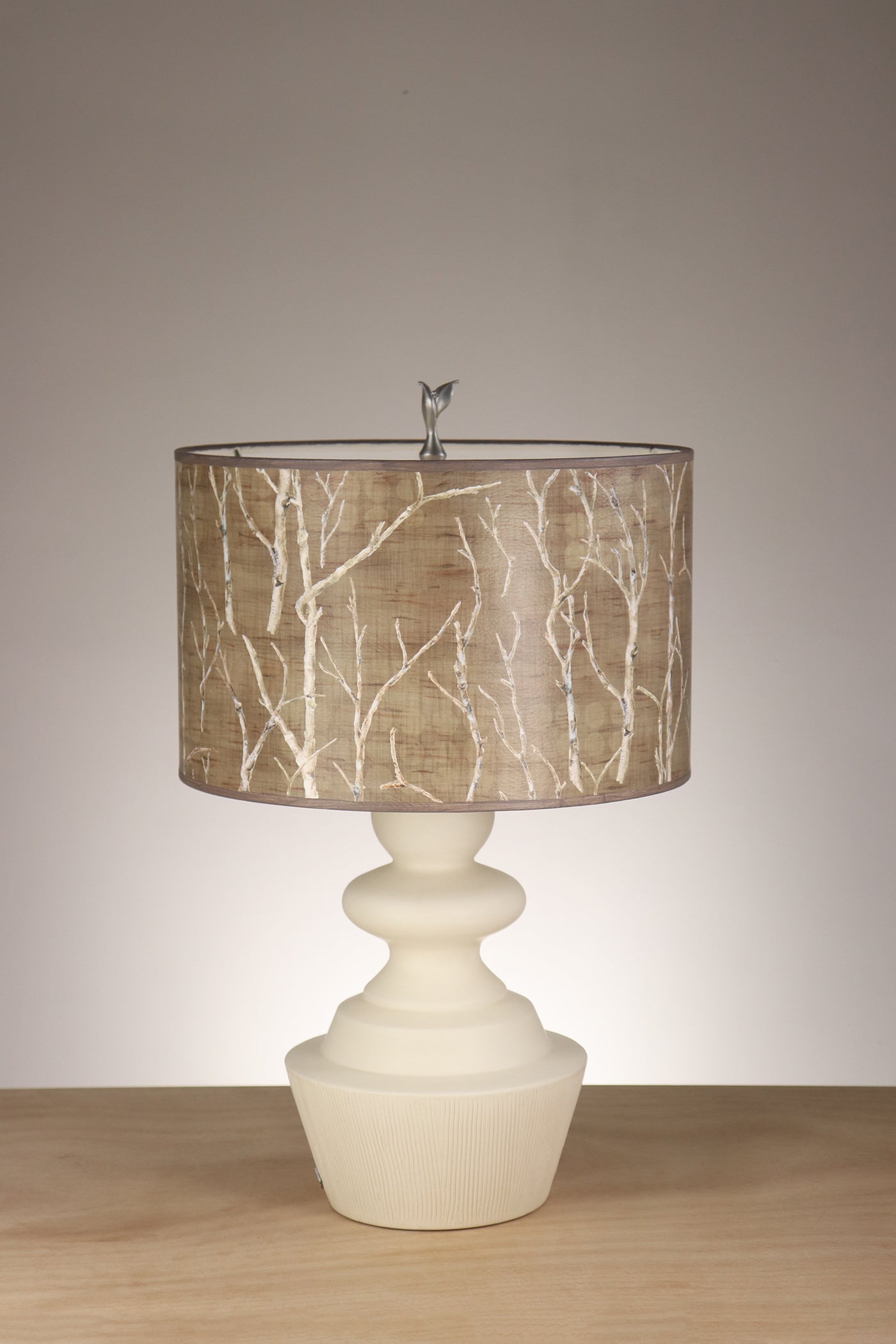 Janna Ugone & Co Copper Table Lamp with Large Drum Shade in Twigs