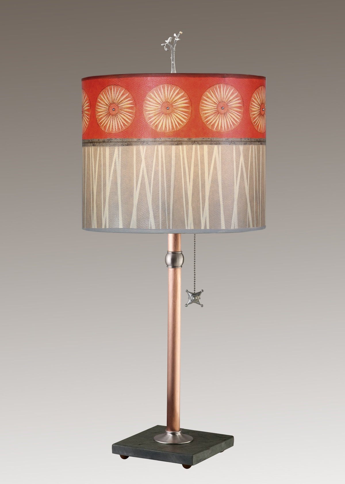 Copper Table Lamp with Large Oval Shade in Tang