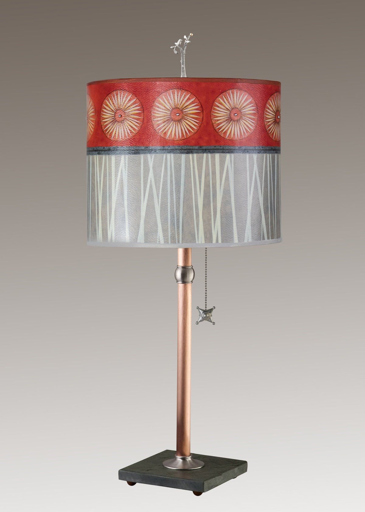 Copper Table Lamp with Large Oval Shade in Tang