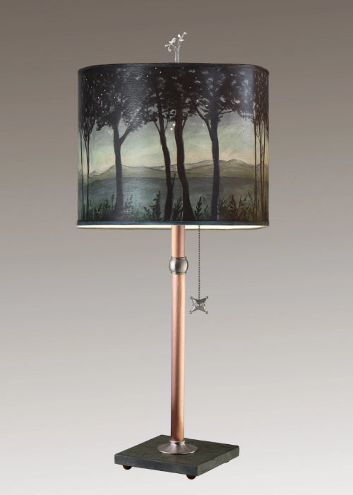 Janna Ugone & Co Table Lamps Copper Table Lamp with Large Oval Shade in Twilight