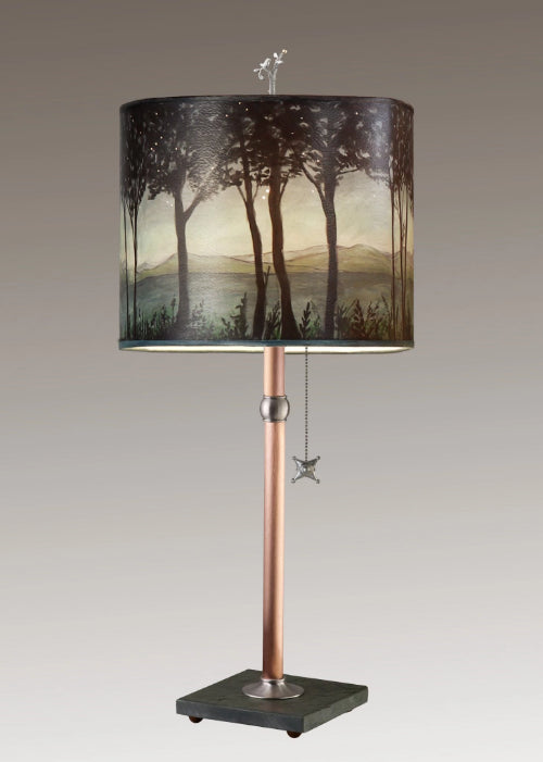 Janna Ugone & Co Table Lamps Copper Table Lamp with Large Oval Shade in Twilight