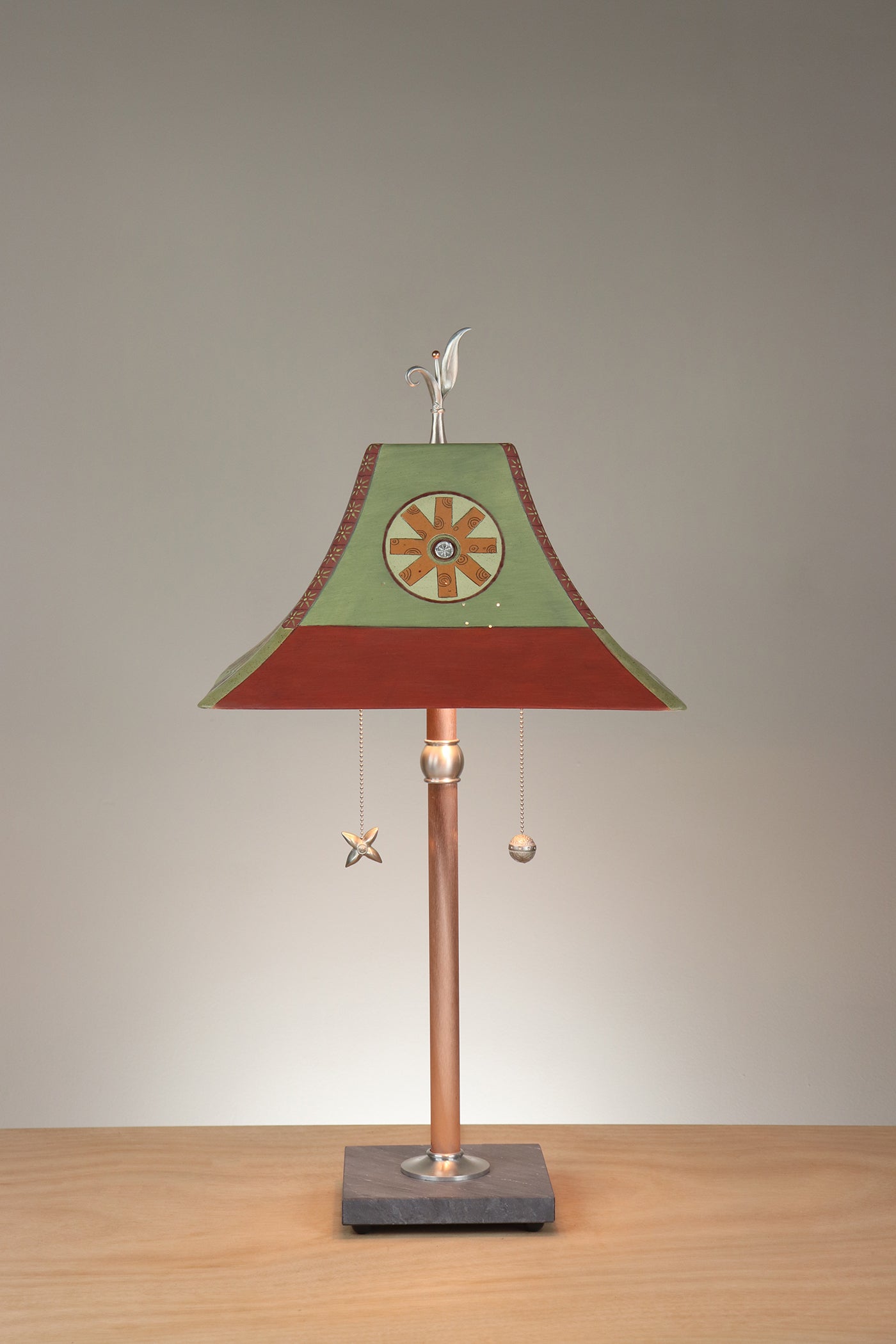 Janna Ugone & Co Floor Lamp Copper Table Lamp with Large Pagoda Ceramic Shade in Magnolia in 4 Quarters