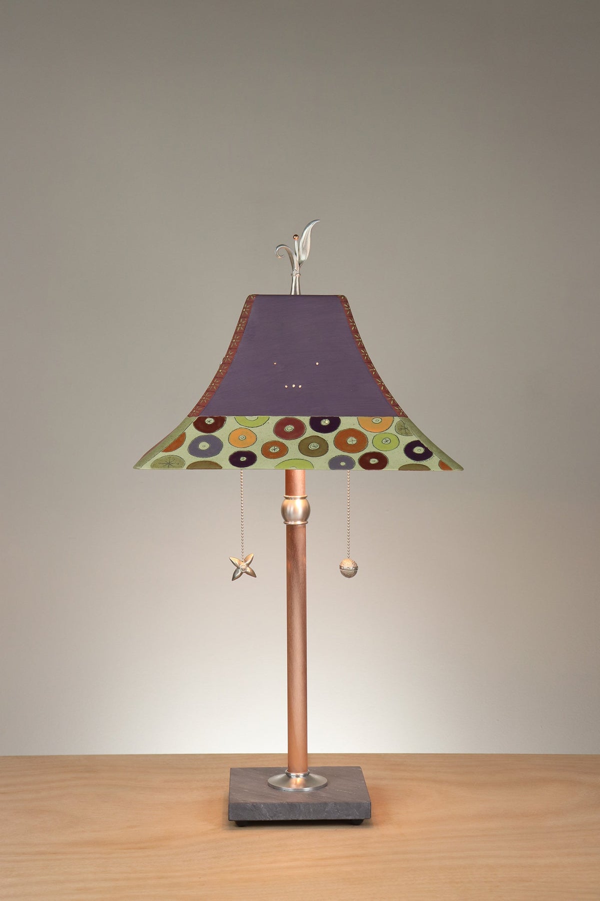 Janna Ugone &amp; Co Floor Lamp Copper Table Lamp with Large Pagoda Ceramic Shade in Magnolia in 4 Quarters