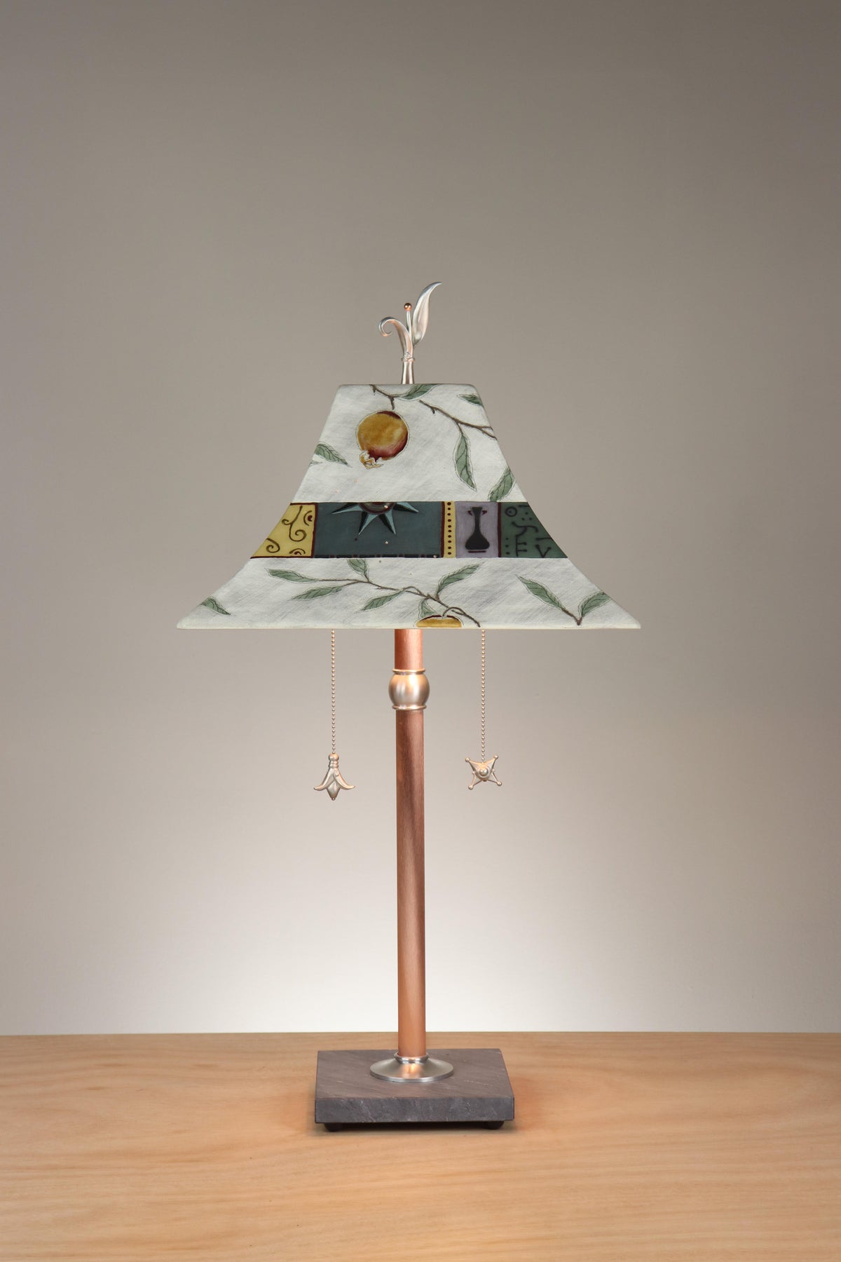 Janna Ugone &amp; Co Floor Lamp Copper Table Lamp with Large Pagoda Ceramic Shade in Pomegranate Ash