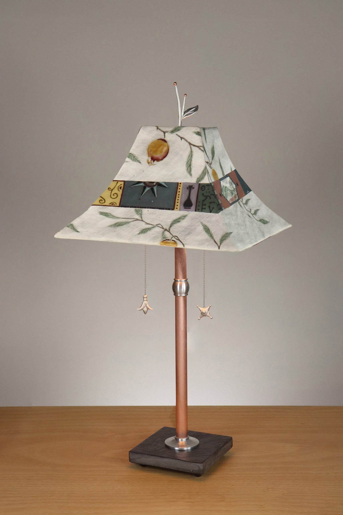 Janna Ugone &amp; Co Floor Lamp Copper Table Lamp with Large Pagoda Ceramic Shade in Pomegranate Ash