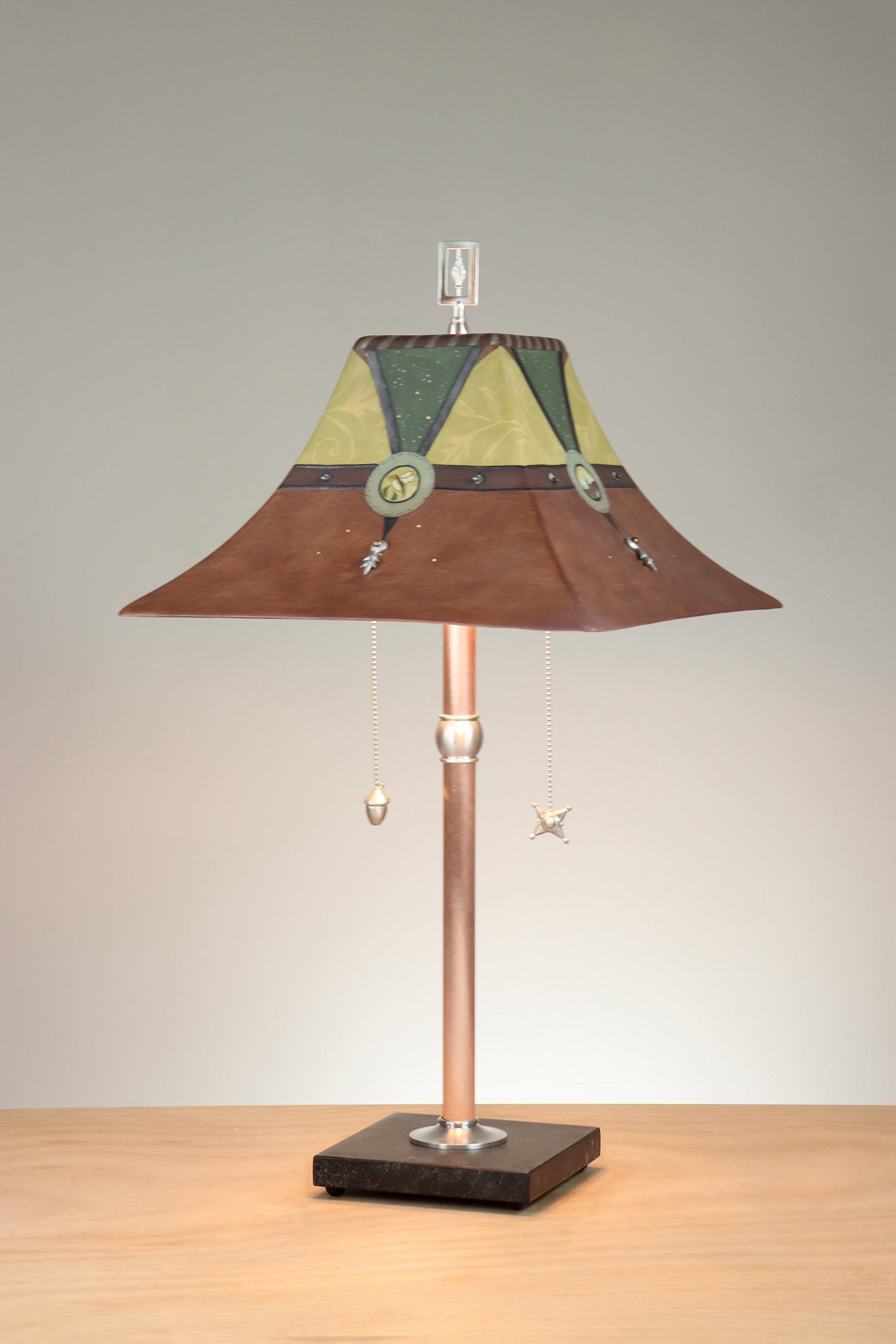 Janna Ugone & Co Floor Lamp Copper Table Lamp with Large Pagoda Ceramic Shade in Rustic Charm-Russet