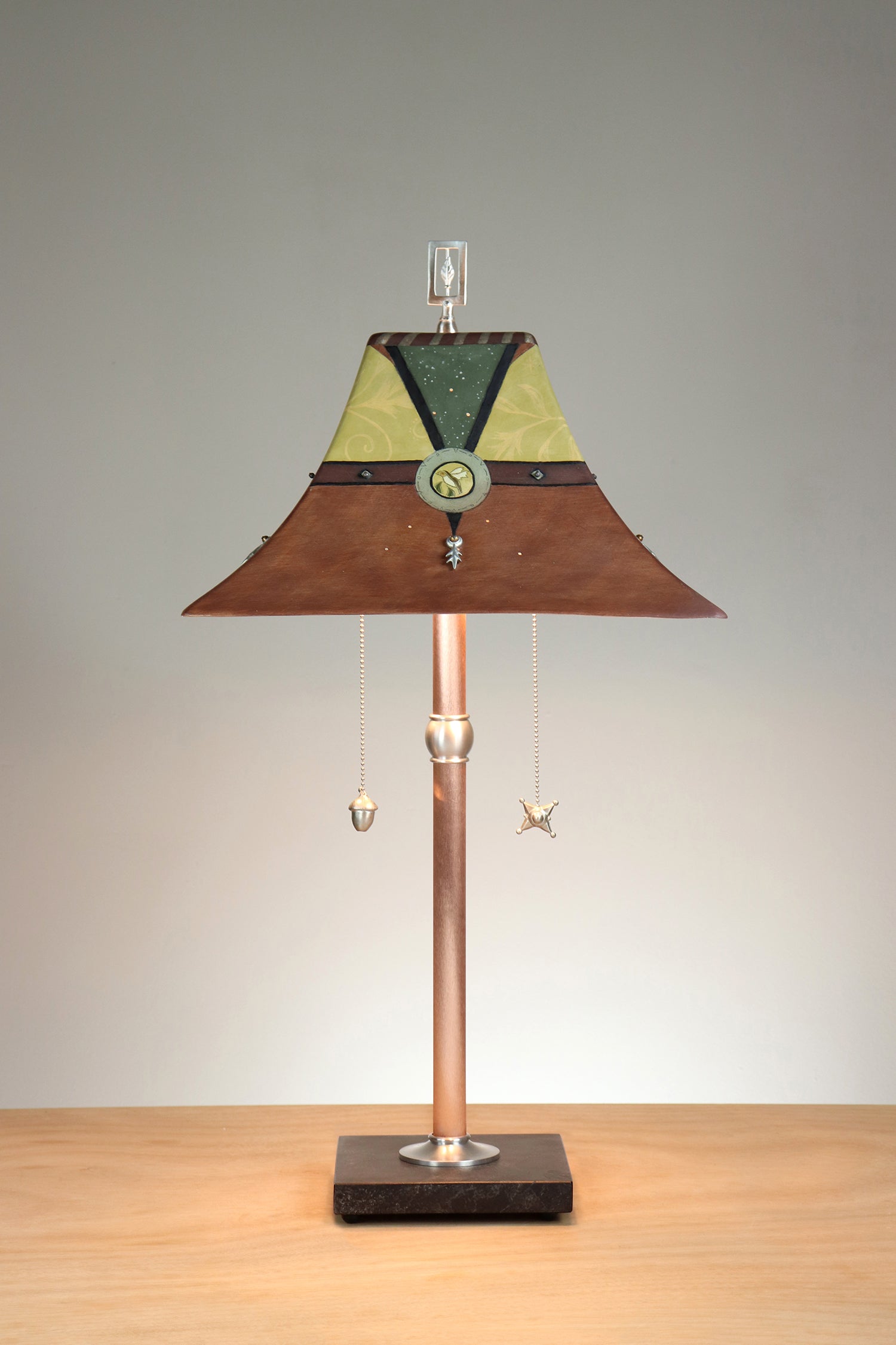 Janna Ugone & Co Floor Lamp Copper Table Lamp with Large Pagoda Ceramic Shade in Rustic Charm-Russet