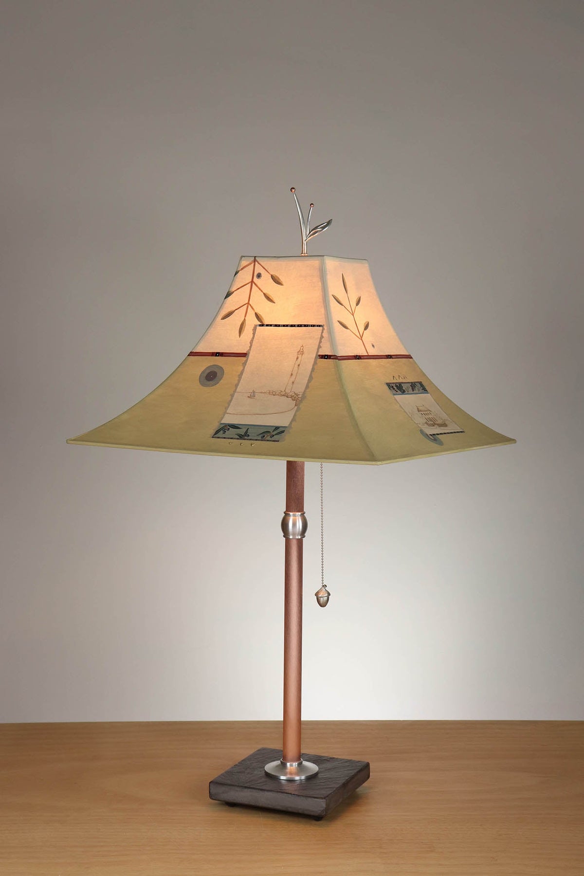 Janna Ugone &amp; Co Table Lamp Copper Table Lamp with Large Pagoda Shade in Architectural Drawings