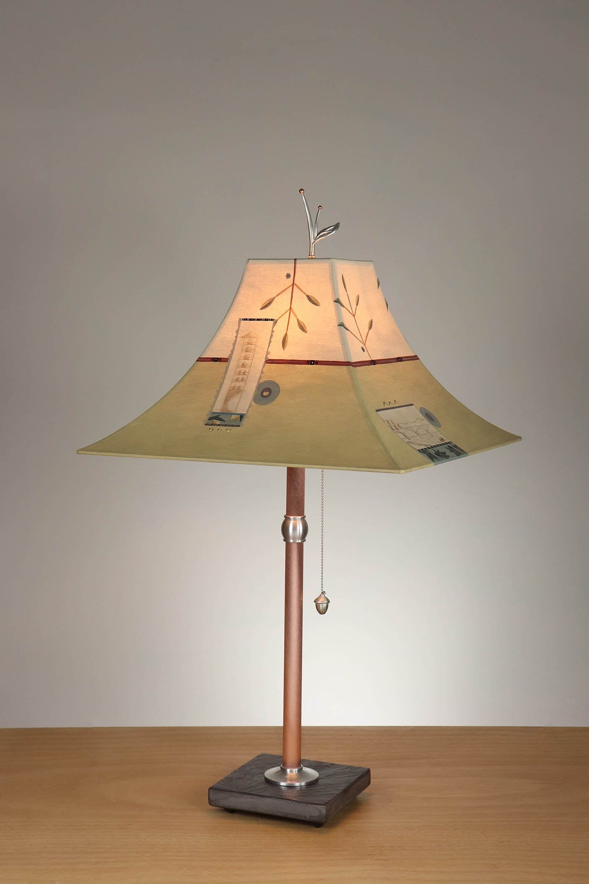 Janna Ugone &amp; Co Table Lamp Copper Table Lamp with Large Pagoda Shade in Architectural Drawings