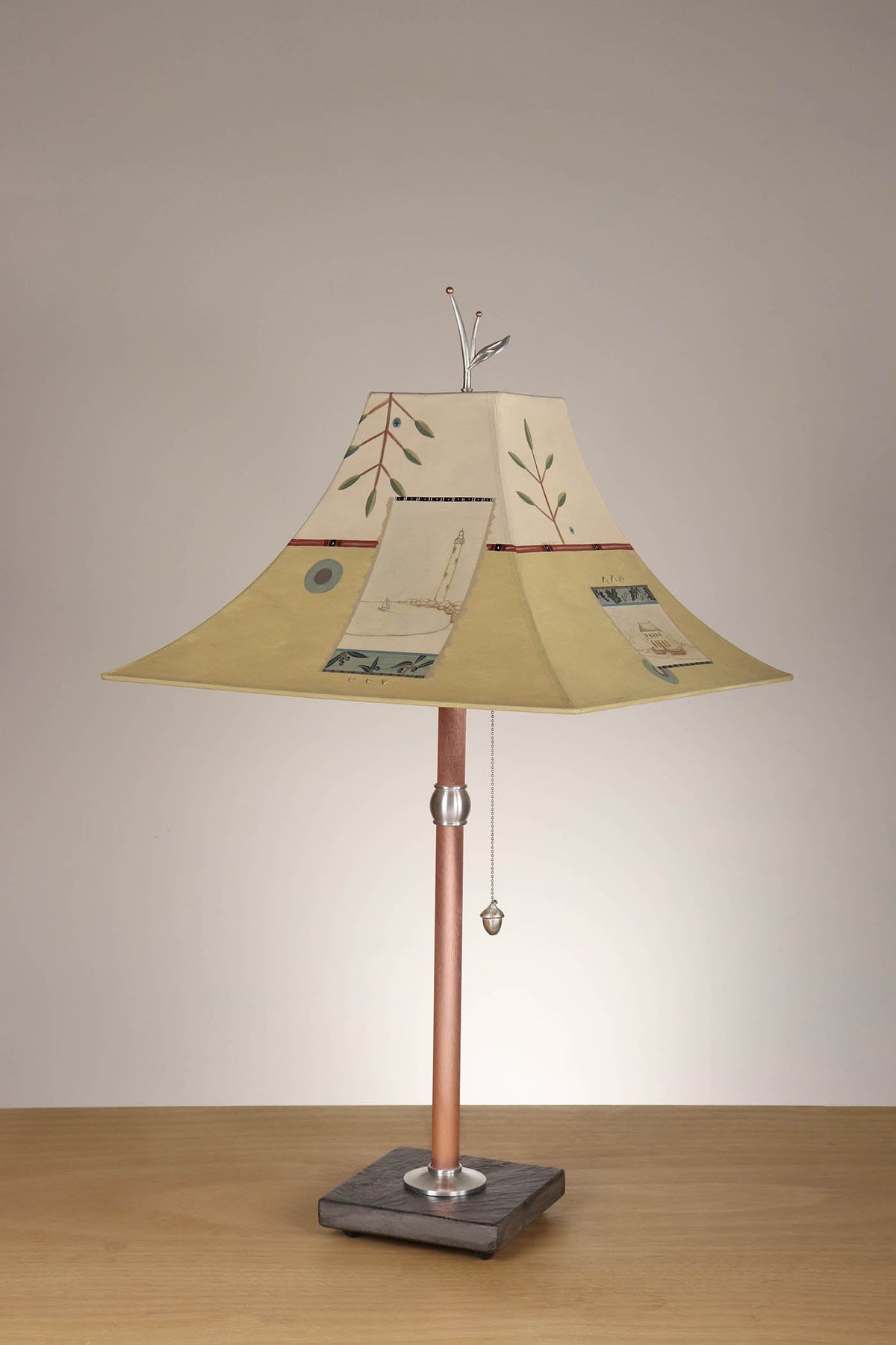 Janna Ugone &amp; Co Table Lamp Copper Table Lamp with Large Pagoda Shade in Architectural Drawings