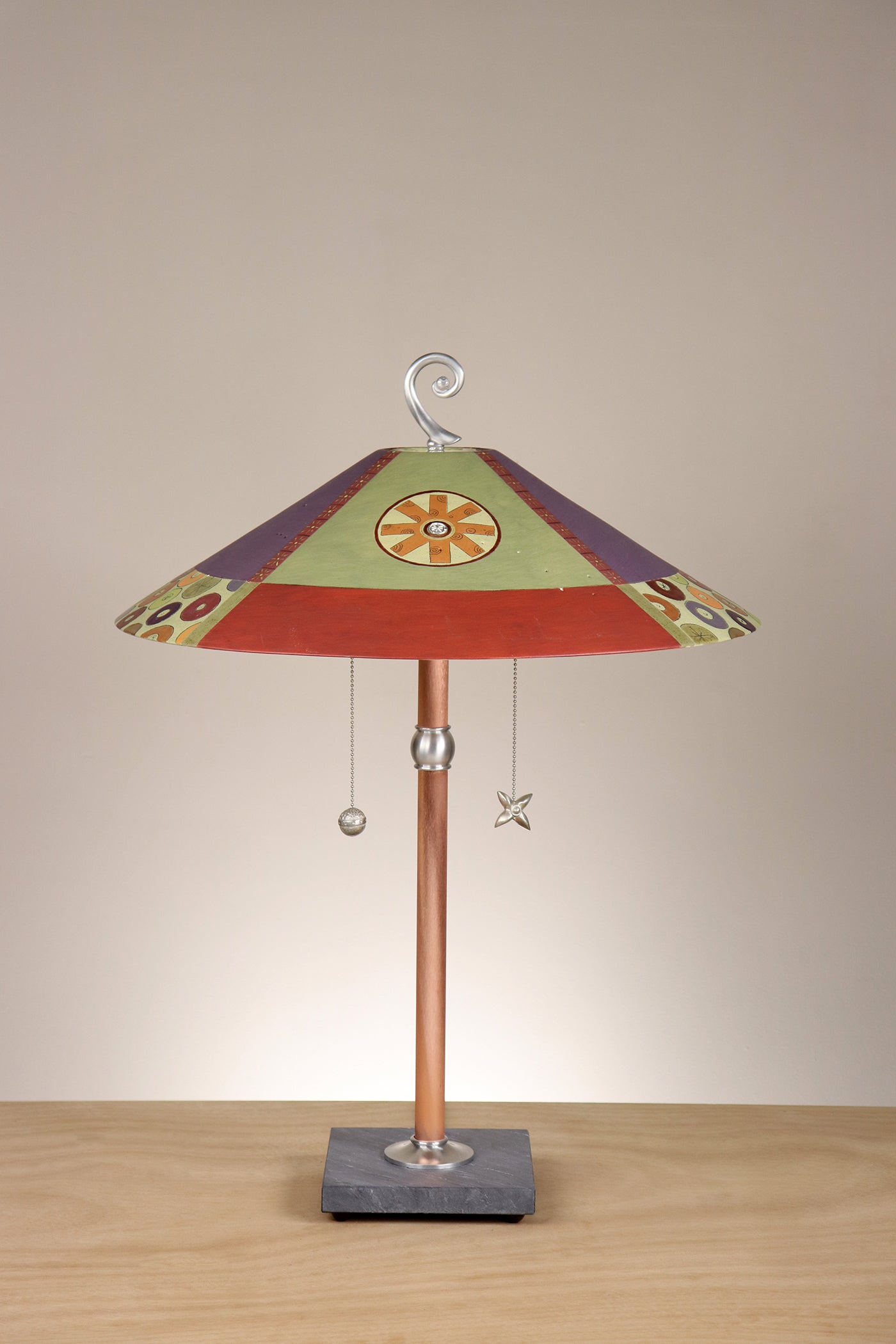 Janna Ugone & Co Table Lamps Copper Table Lamp with Large Wide Conical Ceramic Shade in 4 Quarters