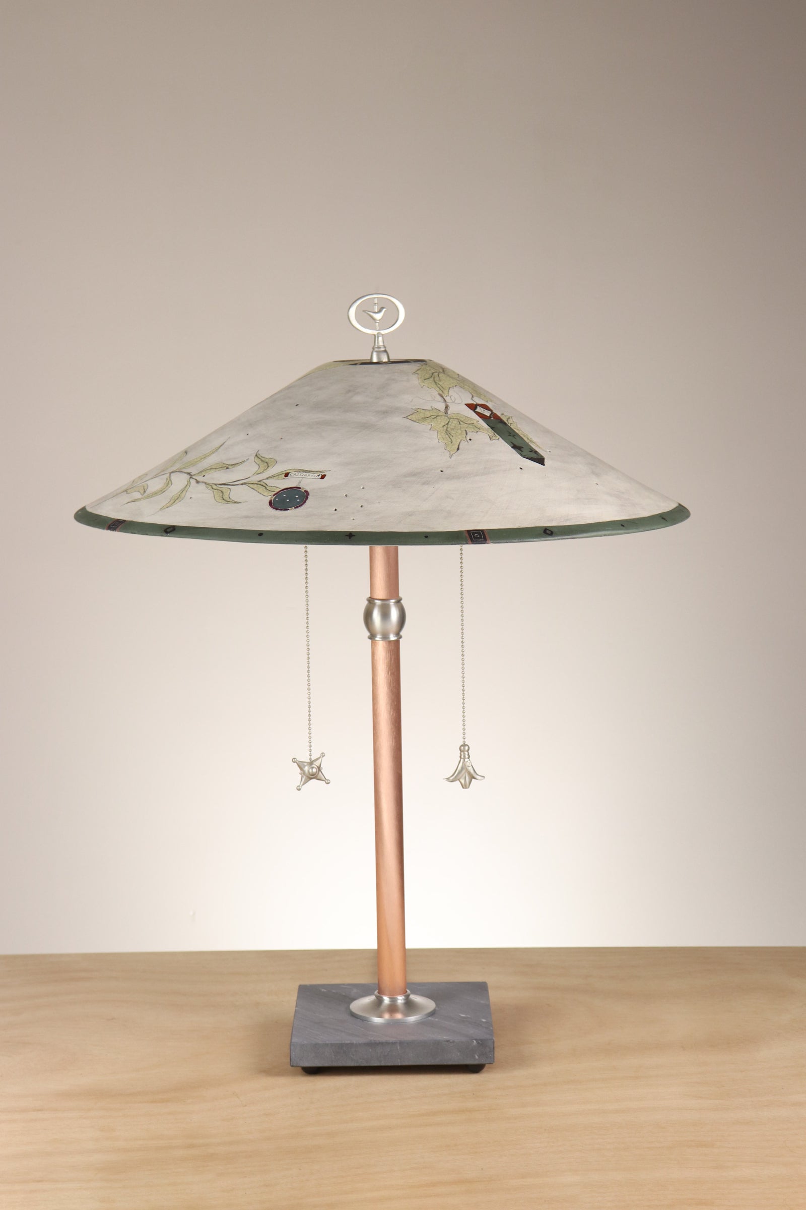 Janna Ugone & Co Table Lamps Copper Table Lamp with Large Wide Conical Ceramic Shade in Architectural Details