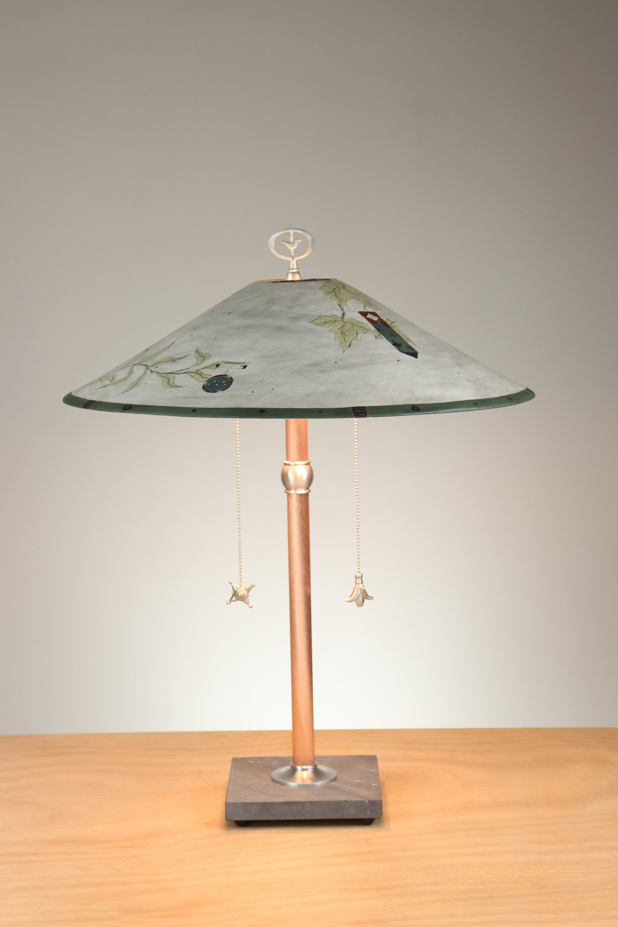 Janna Ugone & Co Table Lamps Copper Table Lamp with Large Wide Conical Ceramic Shade in Architectural Details