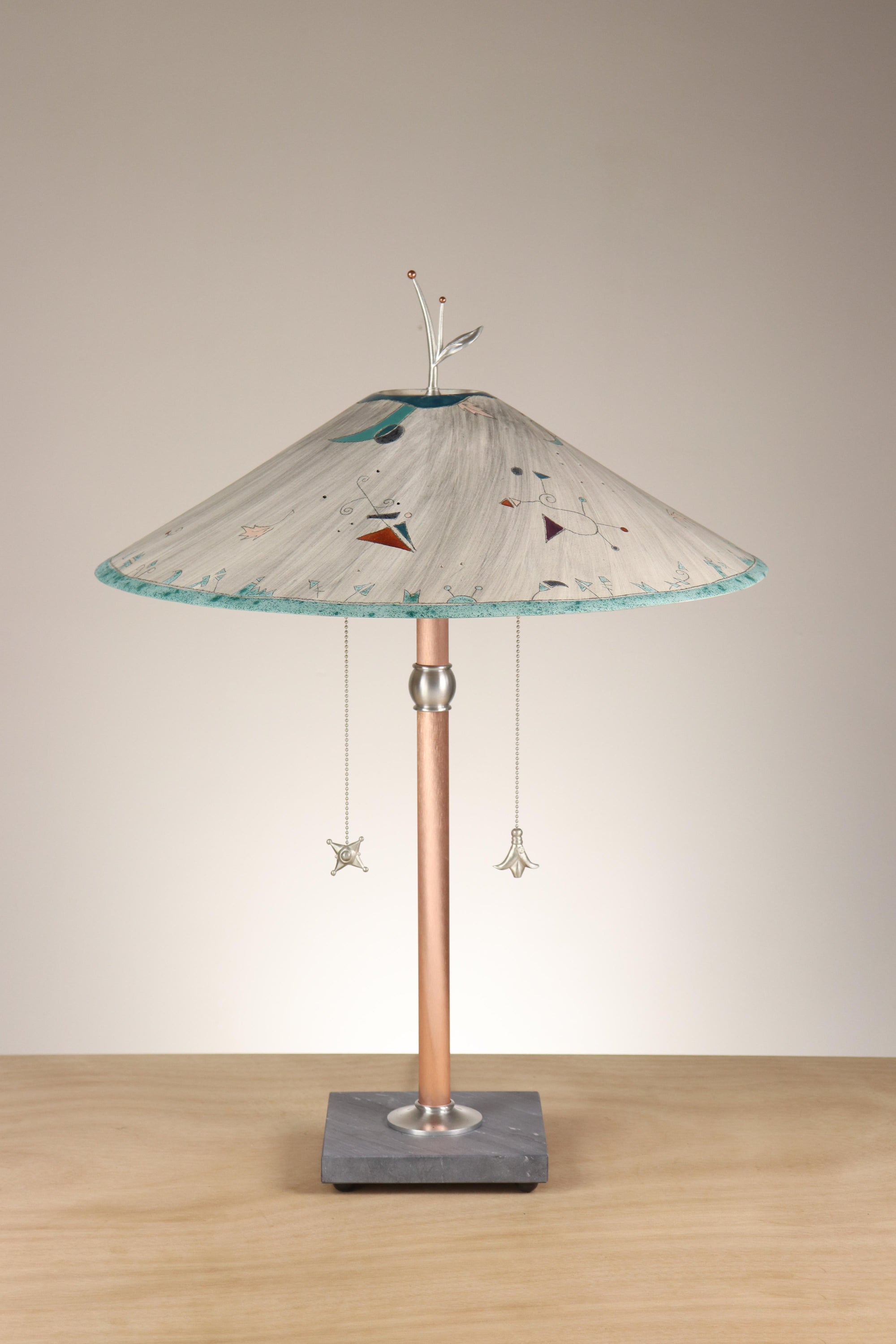 Janna Ugone & Co Table Lamps Copper Table Lamp with Large Wide Conical Ceramic Shade in Miro