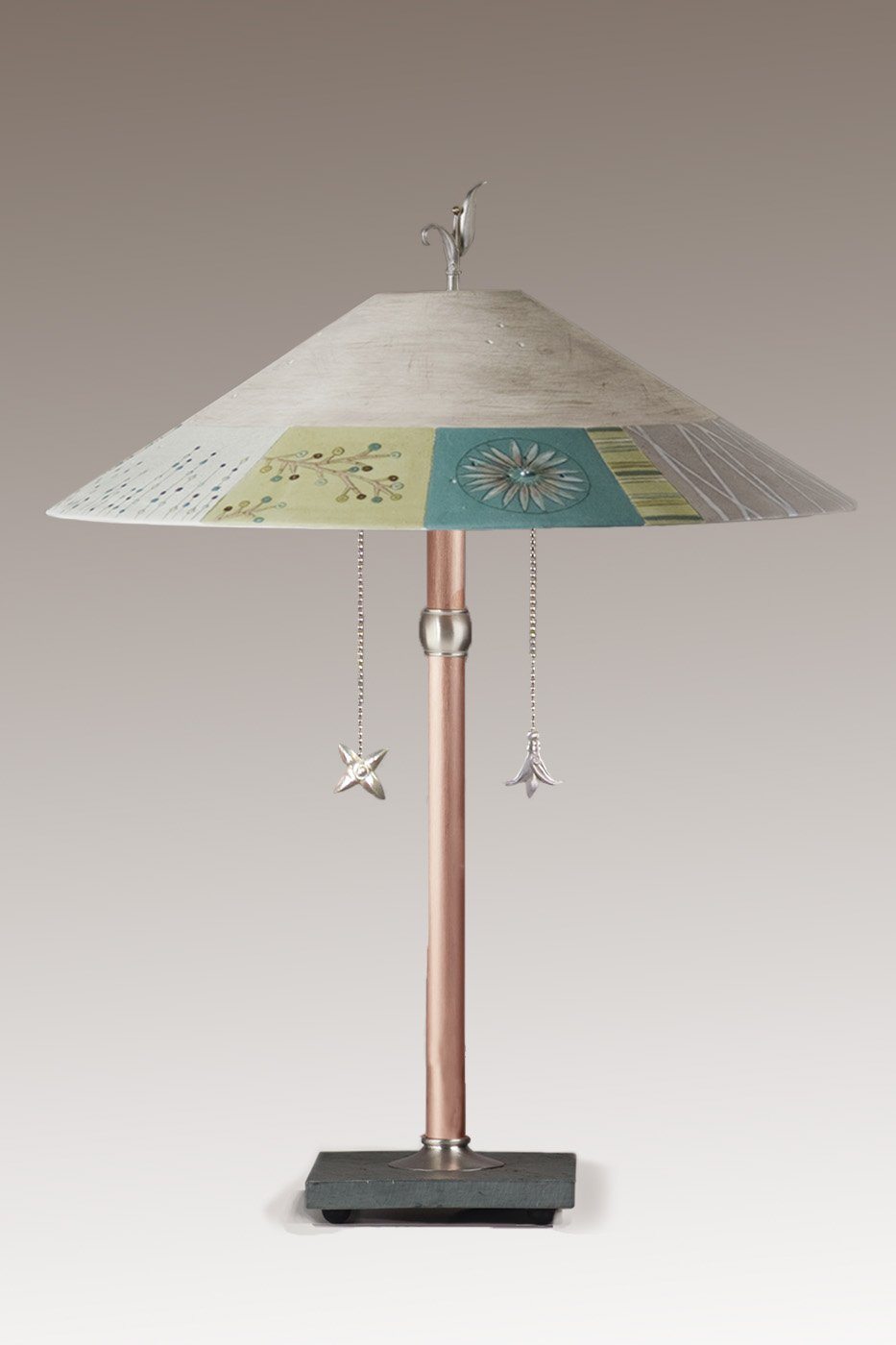 Janna Ugone & Co Table Lamps Copper Table Lamp with Large Wide Conical Ceramic Shade in Modern Field