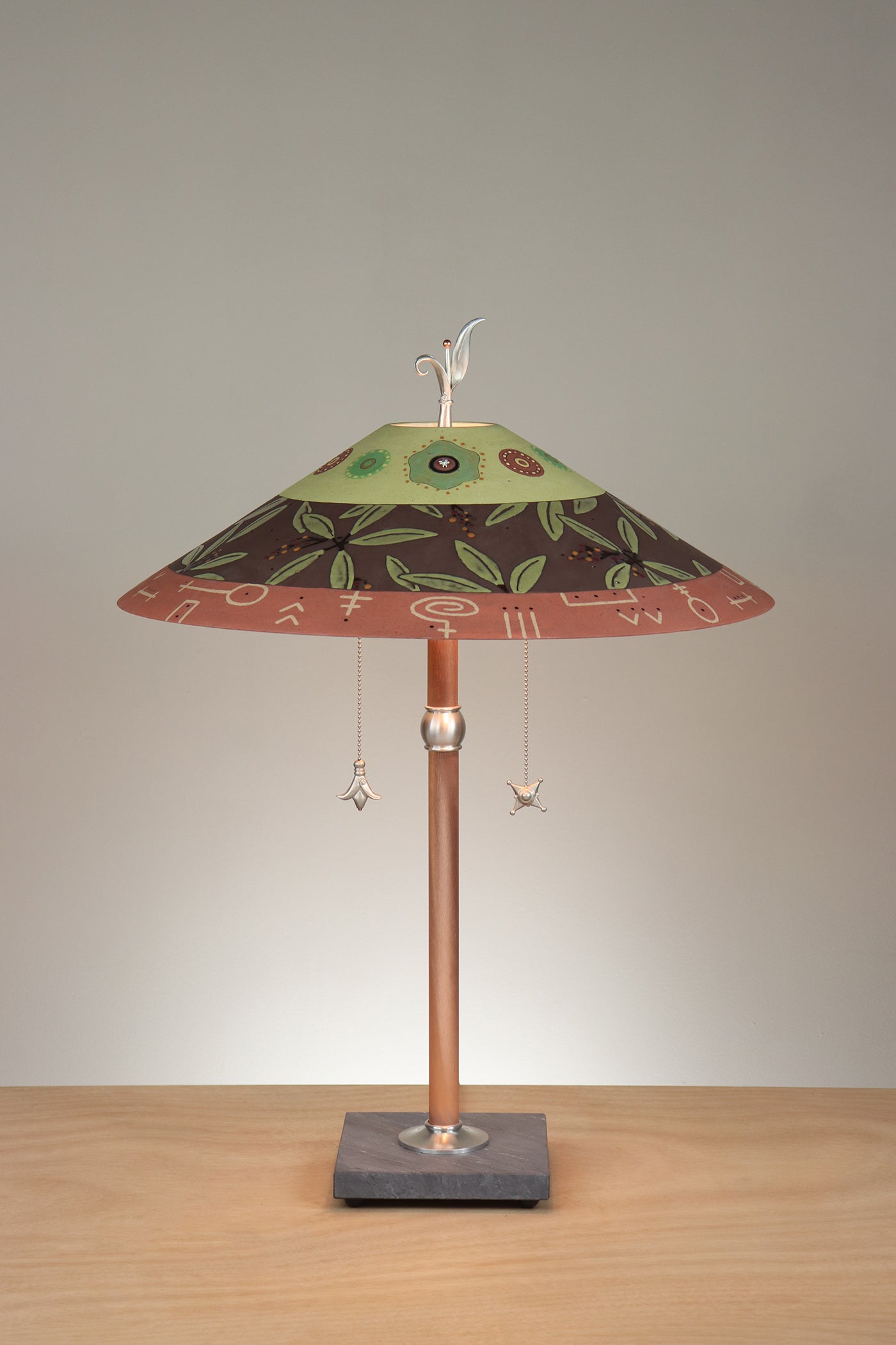 Janna Ugone & Co Table Lamps Copper Table Lamp with Large Wide Conical Ceramic Shade in Strada