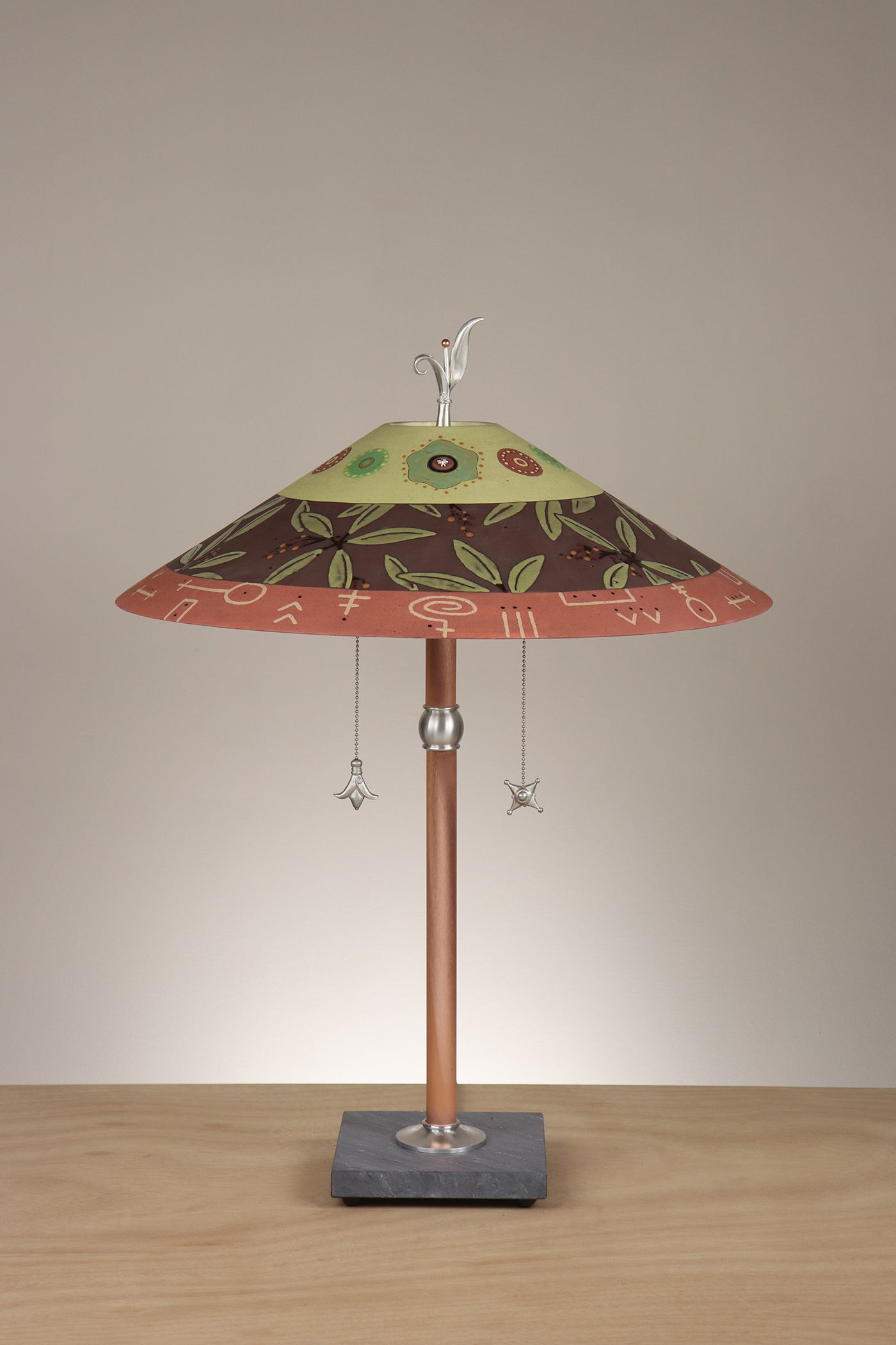 Janna Ugone & Co Table Lamps Copper Table Lamp with Large Wide Conical Ceramic Shade in Strada