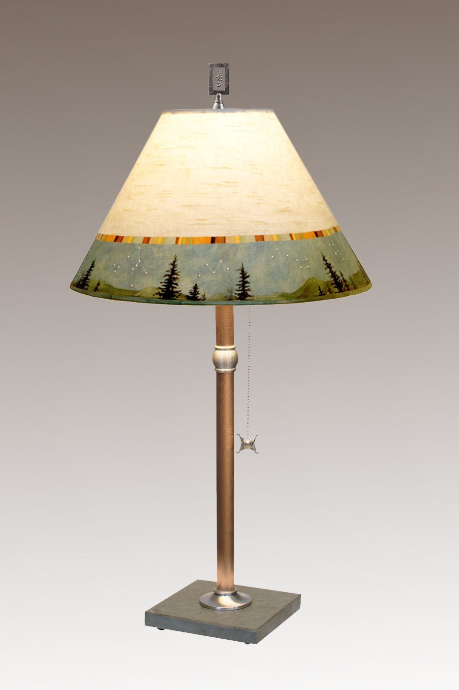 Copper Table Lamp with Medium Conical Shade in Birch Midnight