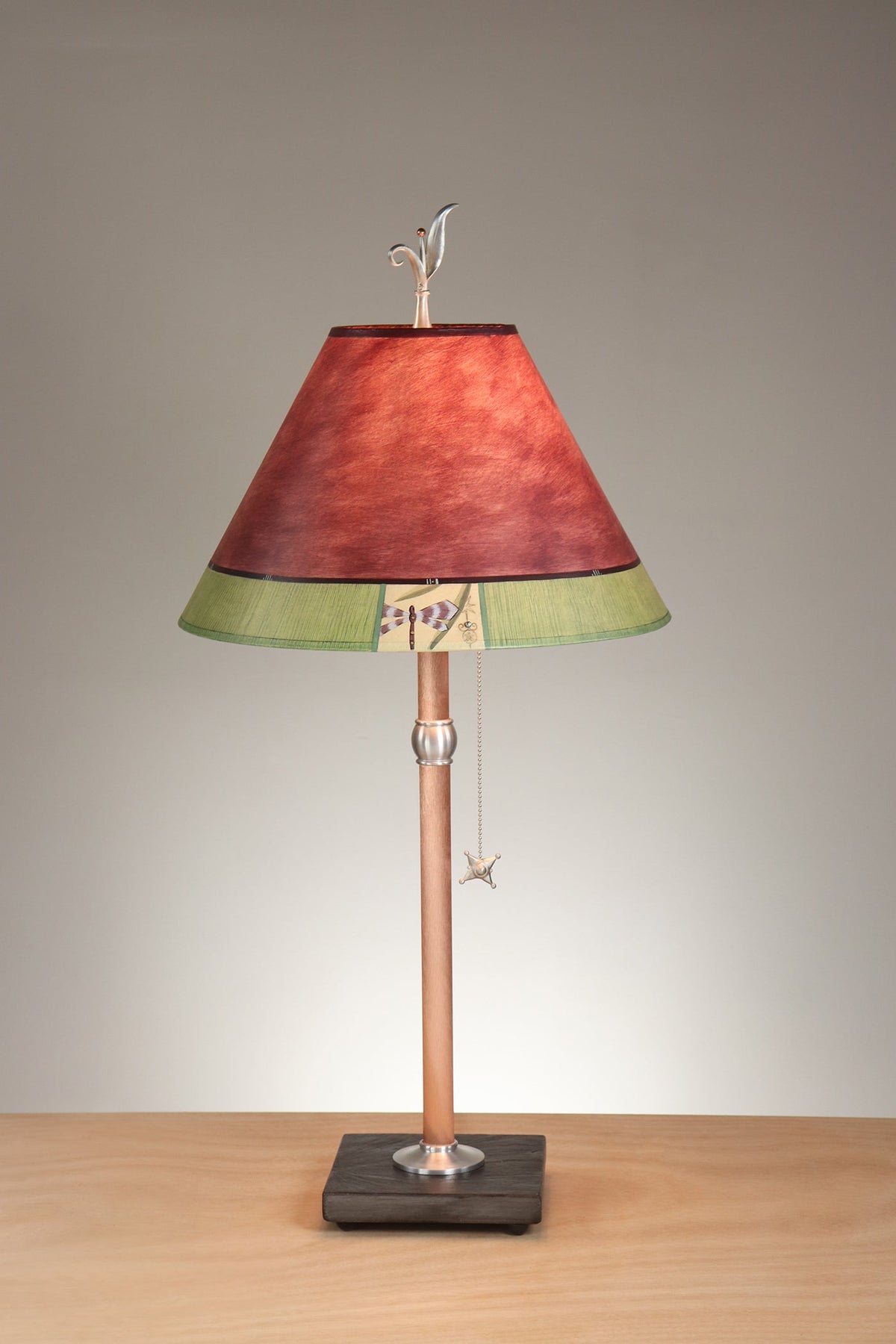 Janna Ugone &amp; Co Table Lamp Copper Table Lamp with Medium Conical Shade in Butterfly &amp; Moth Studies