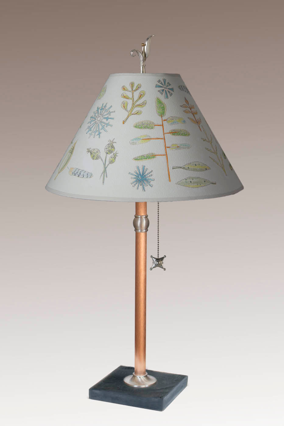 Janna Ugone & Co Table Lamp Copper Table Lamp with Medium Conical Shade in Field Chart