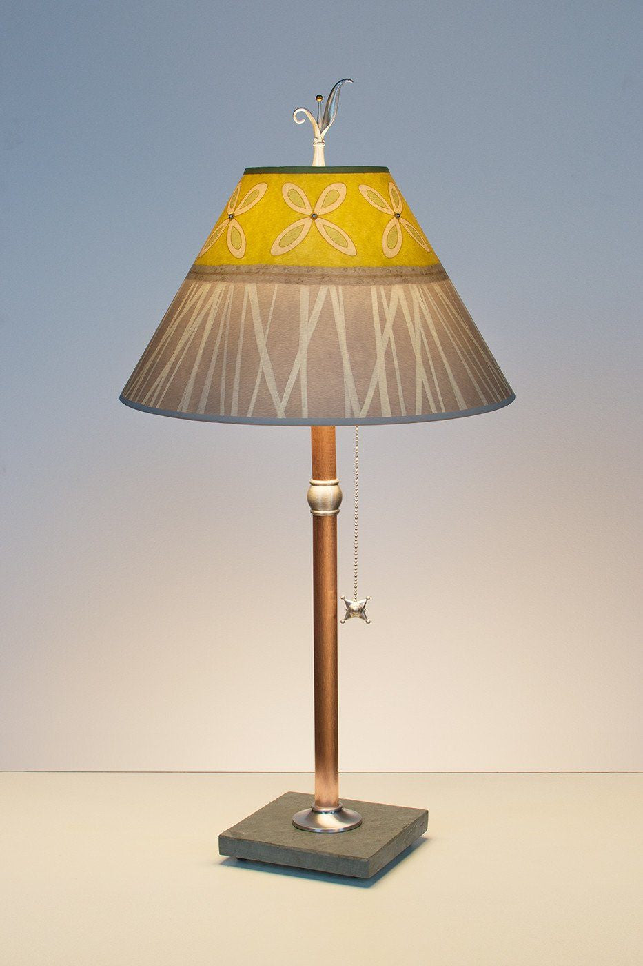 Janna Ugone & Co Table Lamps Copper Table Lamp with Medium Conical Shade in Kiwi