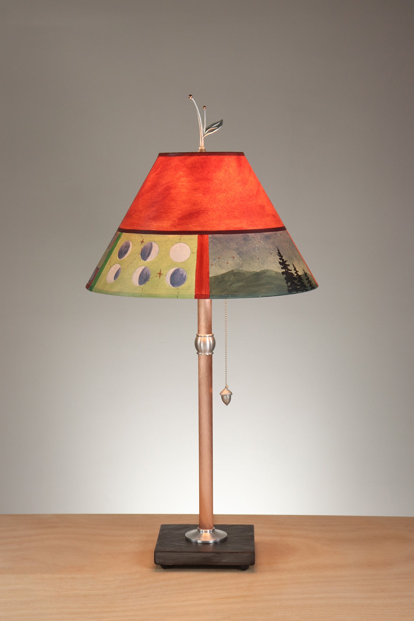 Janna Ugone & Co Table Lamp Copper Table Lamp with Medium Conical Shade in Midnight Dreams in Crimson