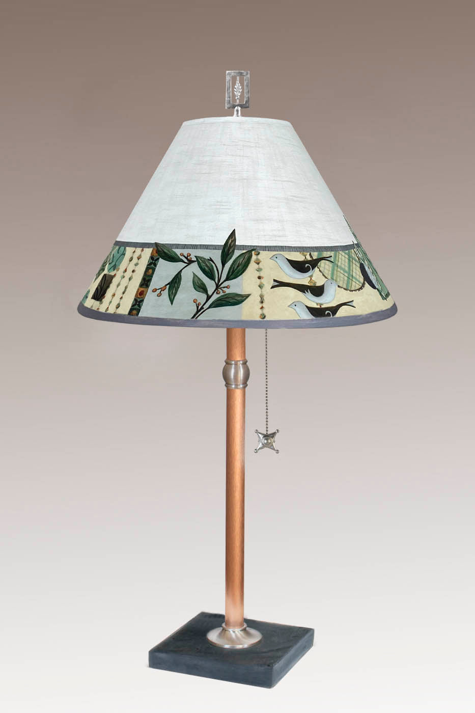 Janna Ugone & Co Table Lamp Copper Table Lamp with Medium Conical Shade in New Capri Opal