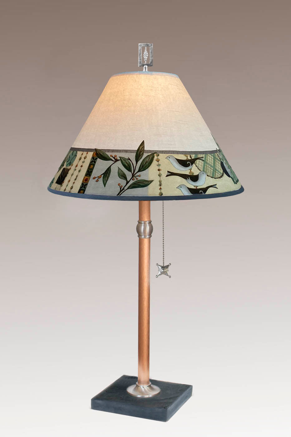 Janna Ugone &amp; Co Table Lamp Copper Table Lamp with Medium Conical Shade in New Capri Opal